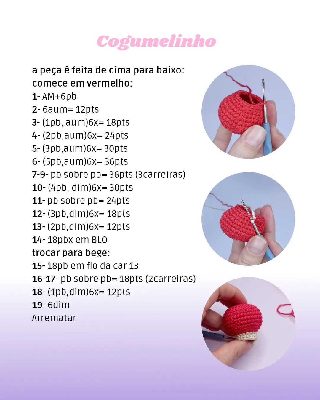 Receita Grátis de Cogumelinho Amigurumi Mario Bros