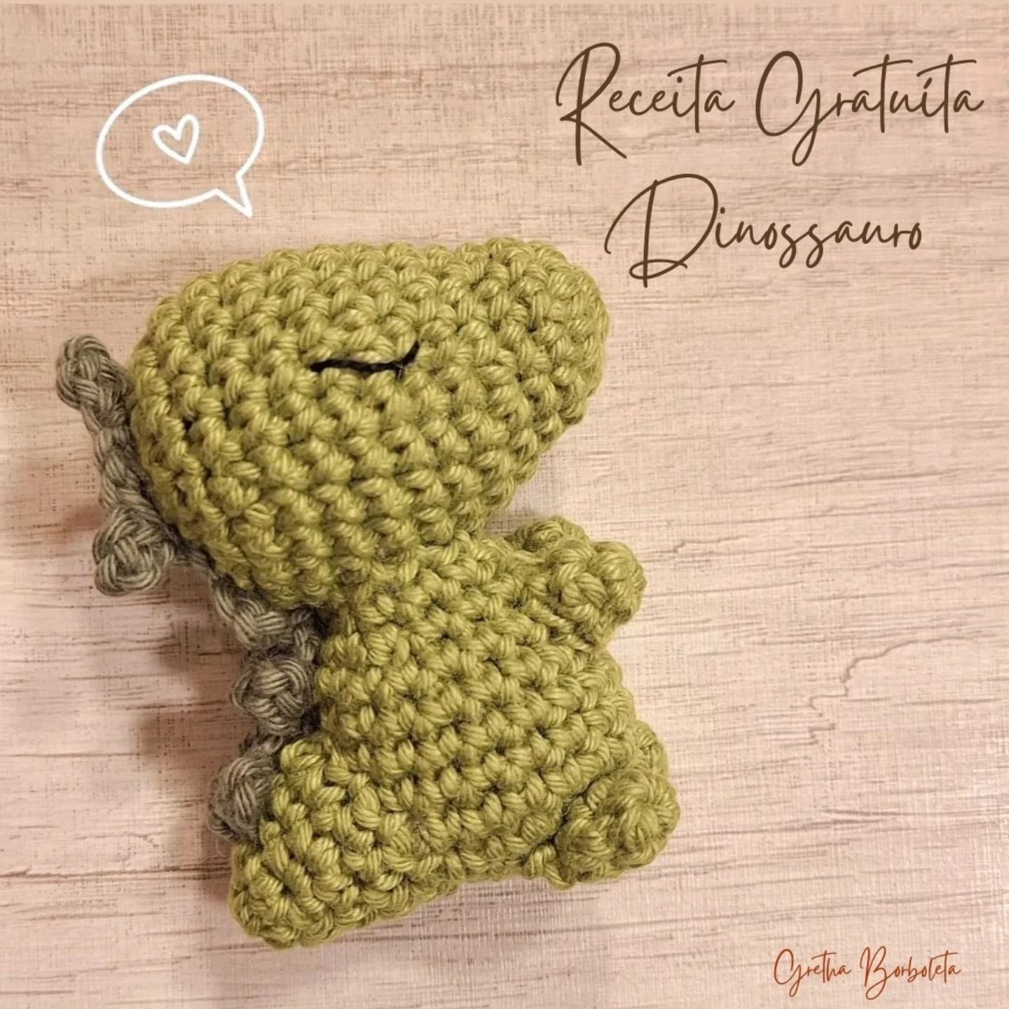 Receita Grátis Dinossauro Amigurumi - Tutorial Passo a Passo de Móc Len Verde