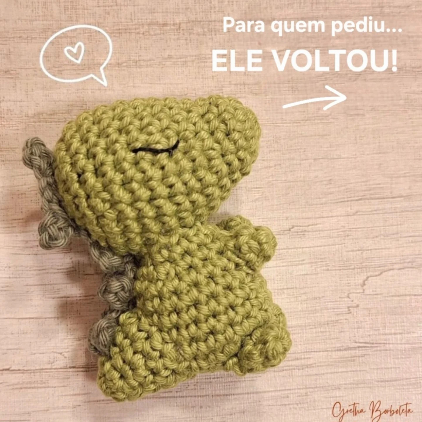 Receita Grátis Dinossauro Amigurumi - Tutorial Passo a Passo de Móc Len Verde