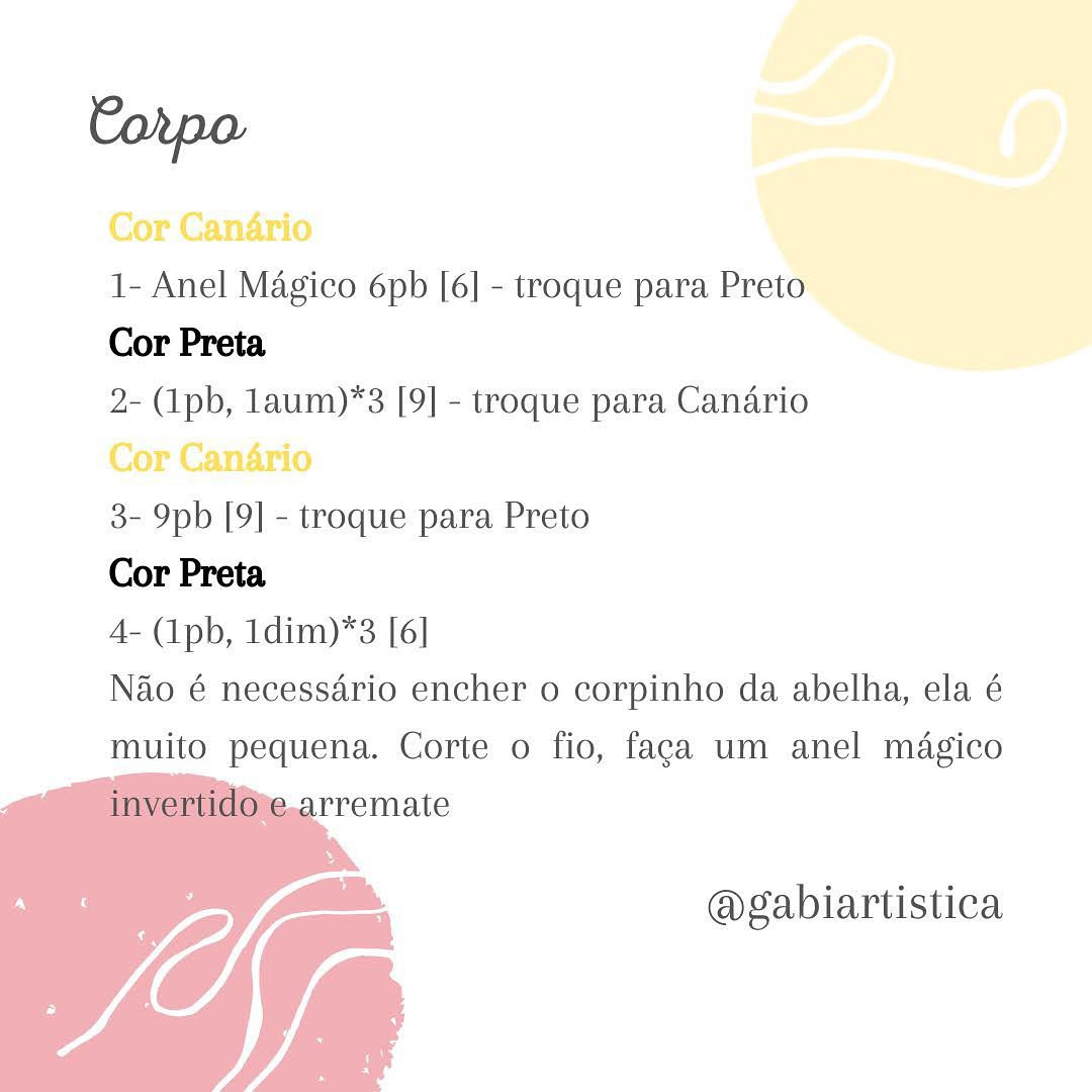 Receita Grátis Mini Abelha - Amigurumi Fio Canário Preto Branco