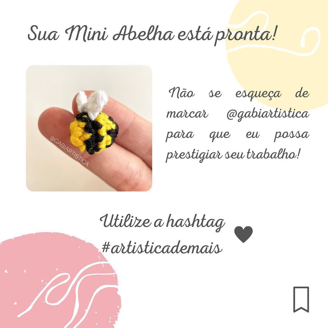 Receita Grátis Mini Abelha - Amigurumi Fio Canário Preto Branco