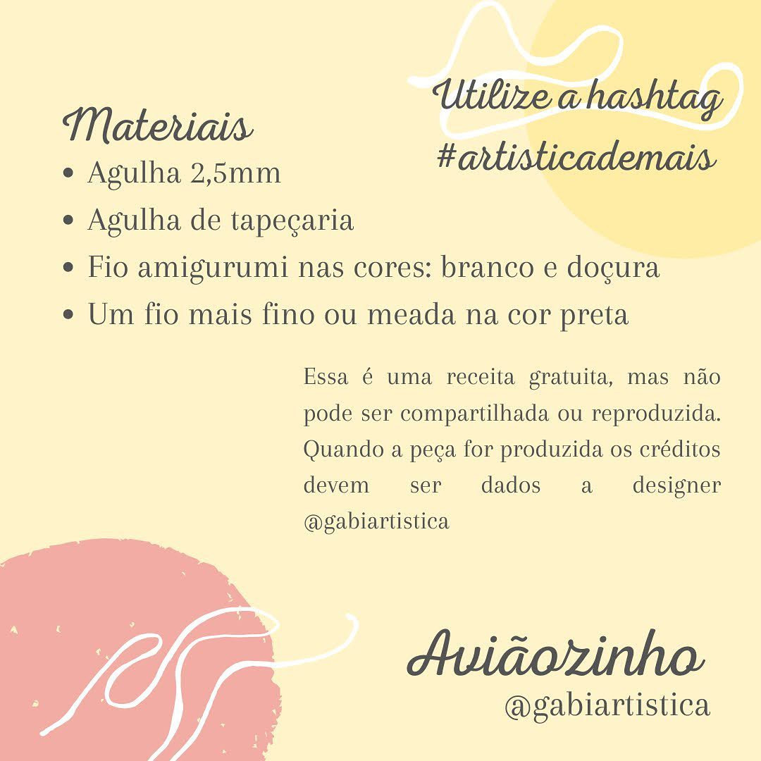 Receita Grátis: Móc len máy bay nhỏ (Aviãozinho) màu trắng và hồng, hướng dẫn chi tiết từng bước