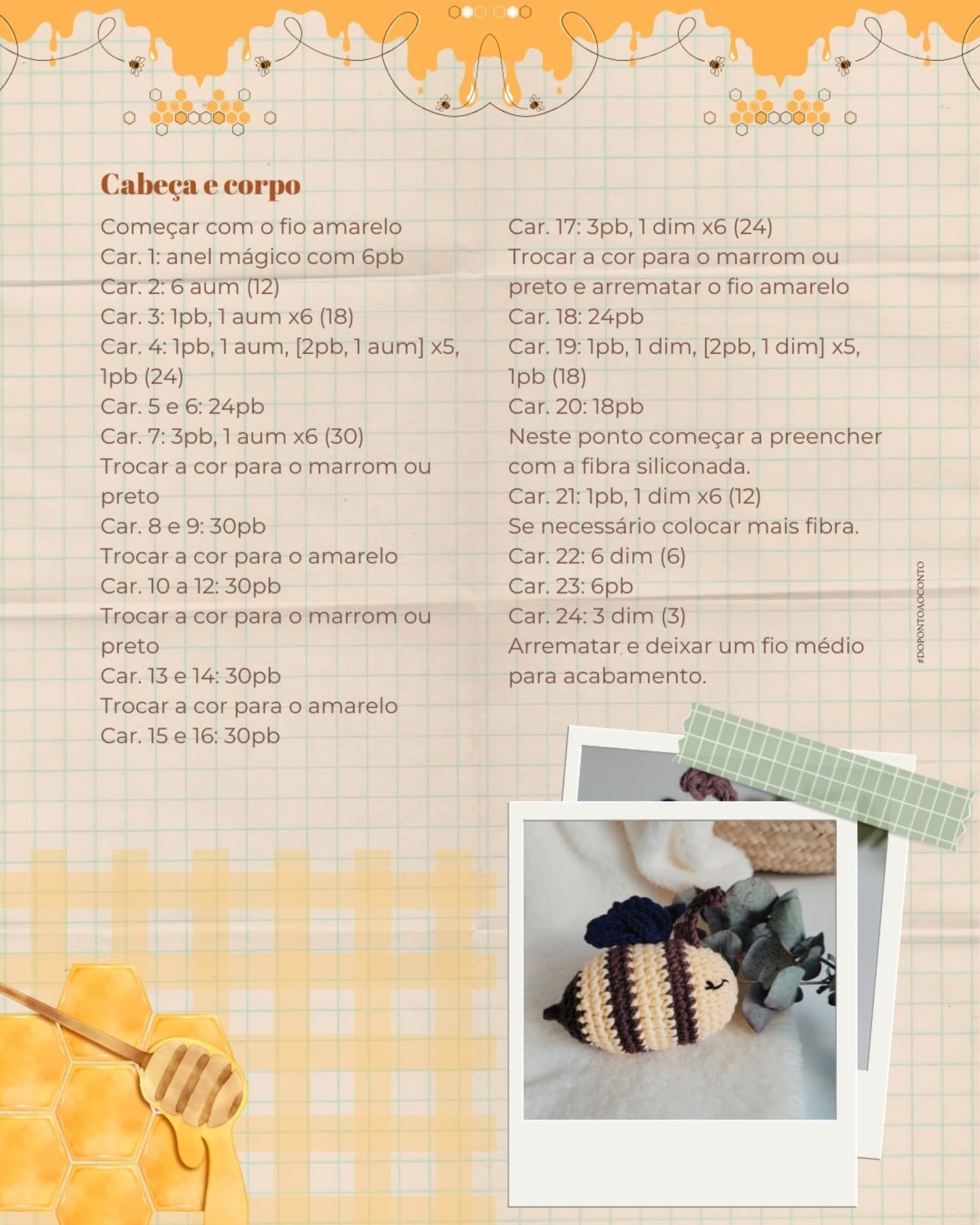 Receita Gratuita Abelhinha Lara: Amigurumi Crochet Pattern