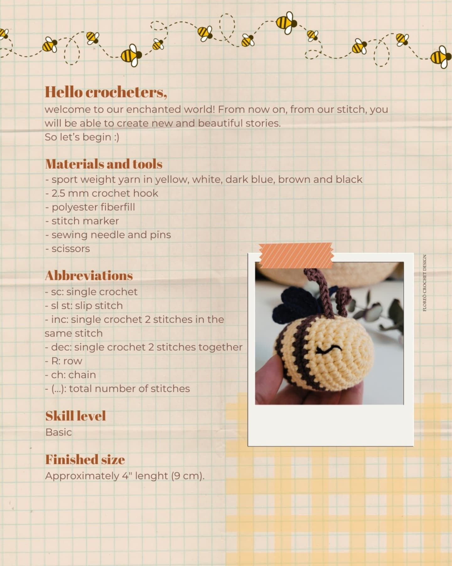 Receita Gratuita Abelhinha Lara: Amigurumi Crochet Pattern