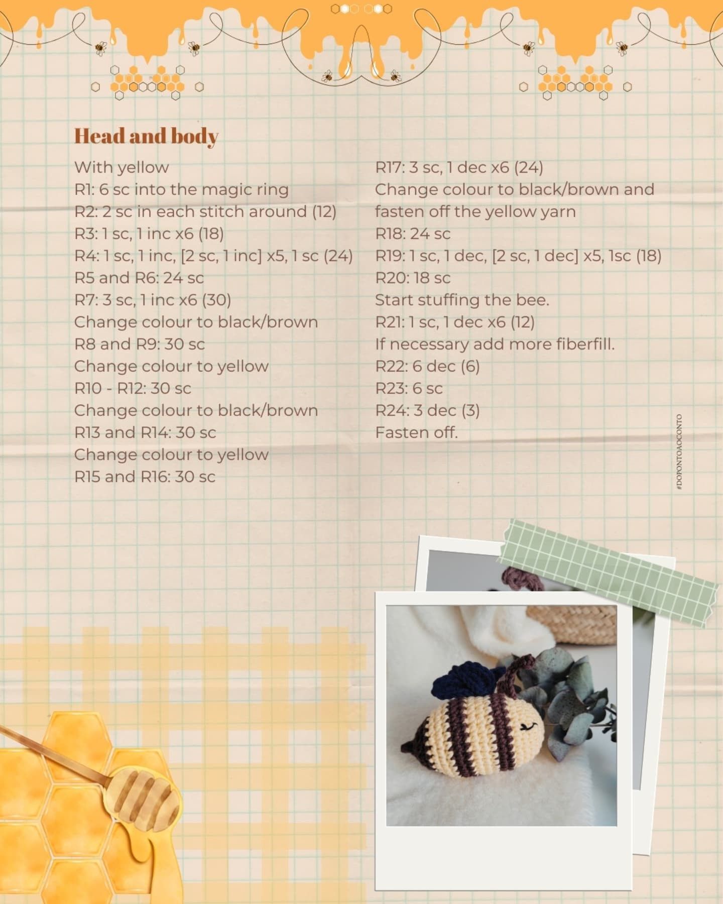 Receita Gratuita Abelhinha Lara: Amigurumi Crochet Pattern