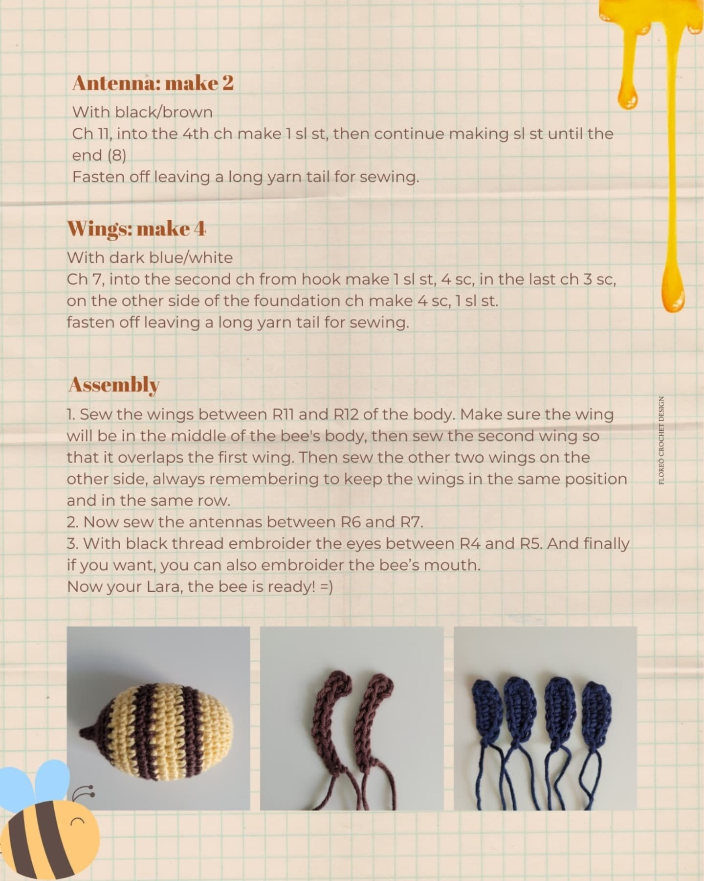 Receita Gratuita Abelhinha Lara: Amigurumi Crochet Pattern