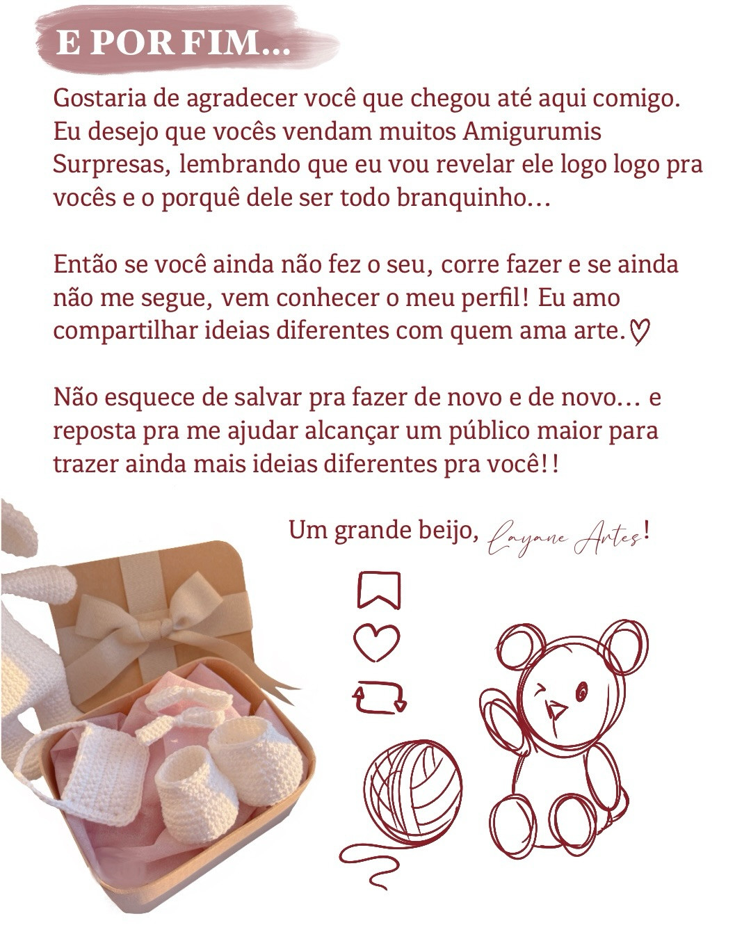 Receita Gratuita: Acessórios do Amigurumi Surpresa - Botinhas, Bolsinha e Lacinhas Brancas