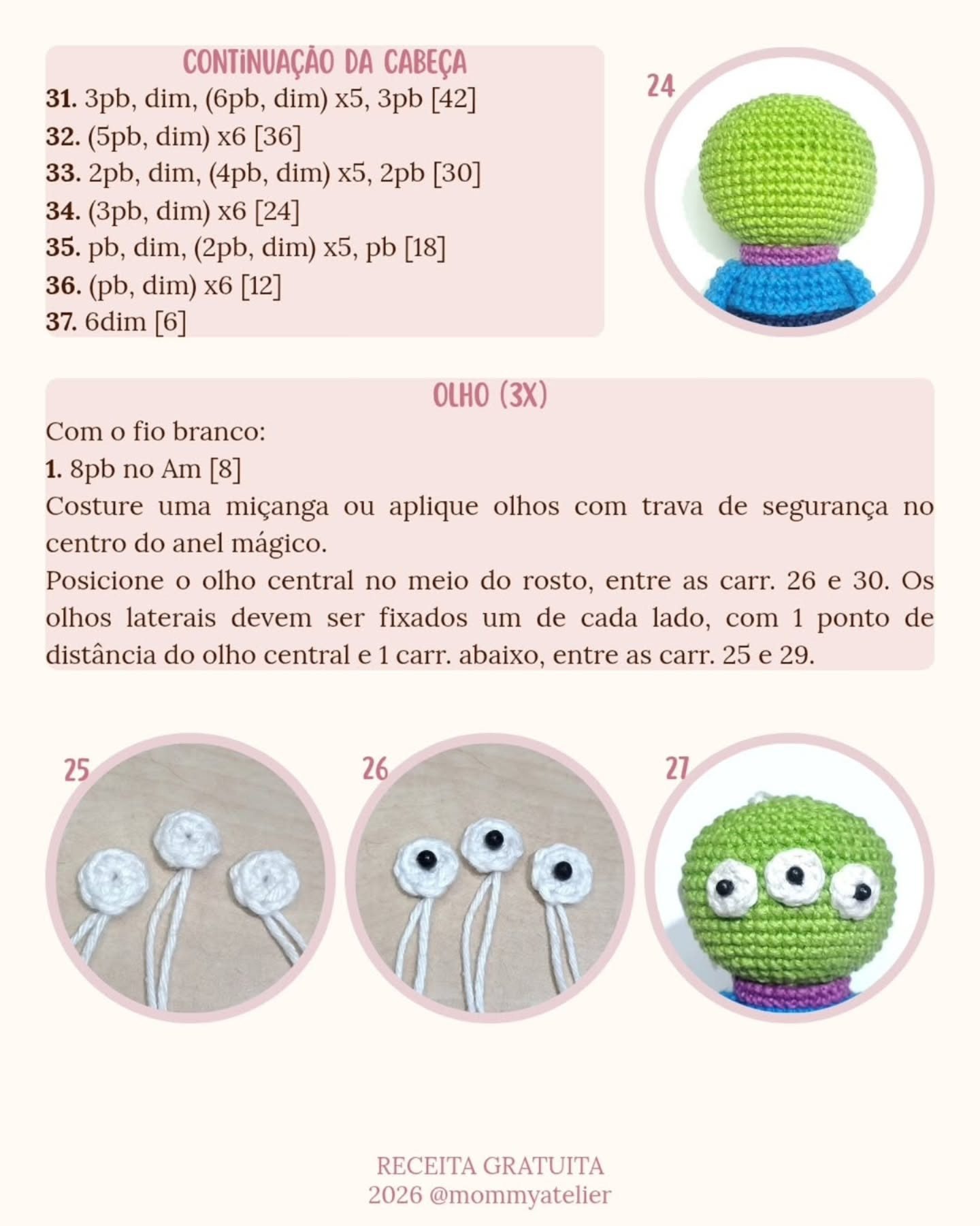 Receita Gratuita Amigurumi Alien: Guia Completo Passo a Passo para Mocar o Personagem Verde com Olhos Grandes