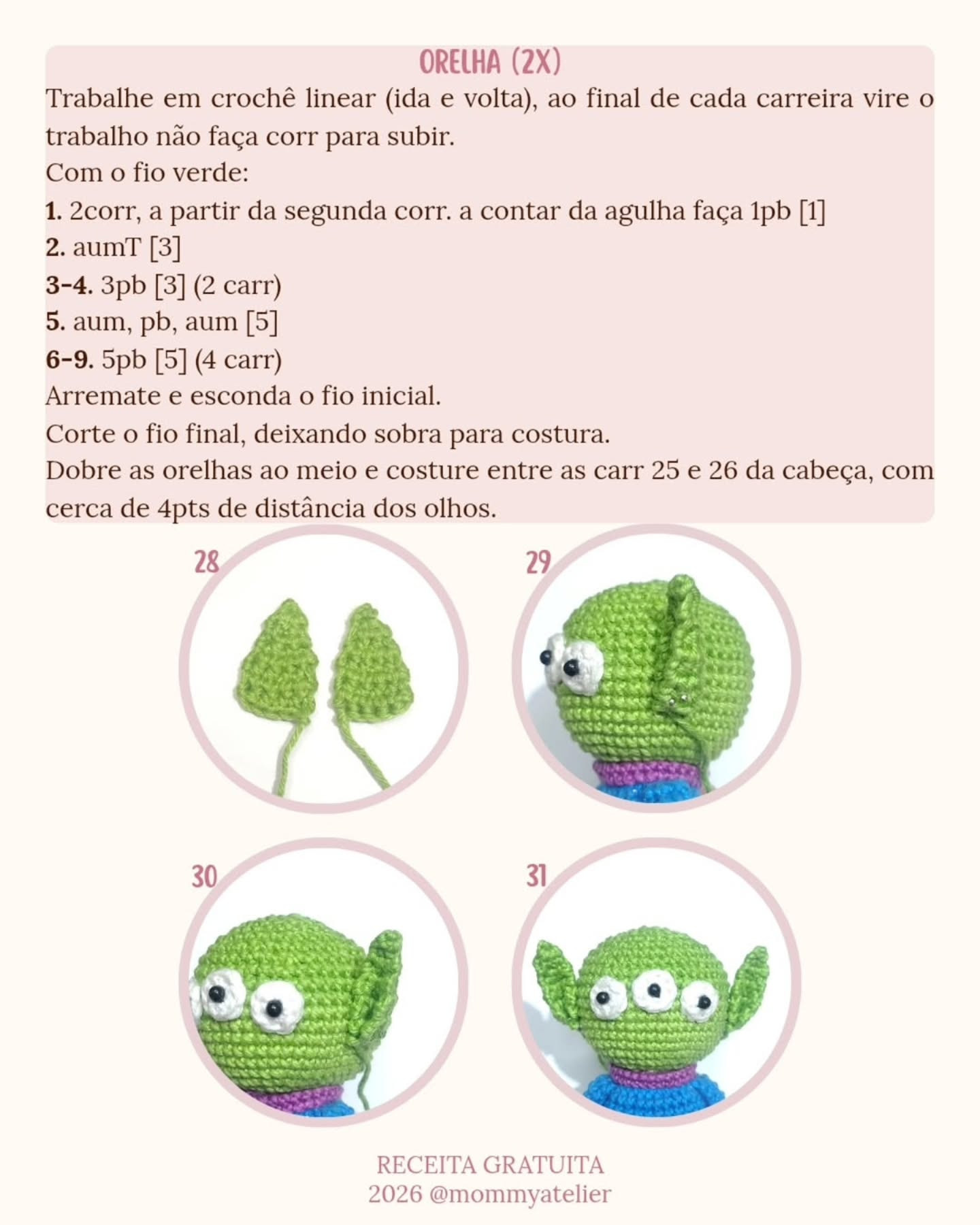 Receita Gratuita Amigurumi Alien: Guia Completo Passo a Passo para Mocar o Personagem Verde com Olhos Grandes