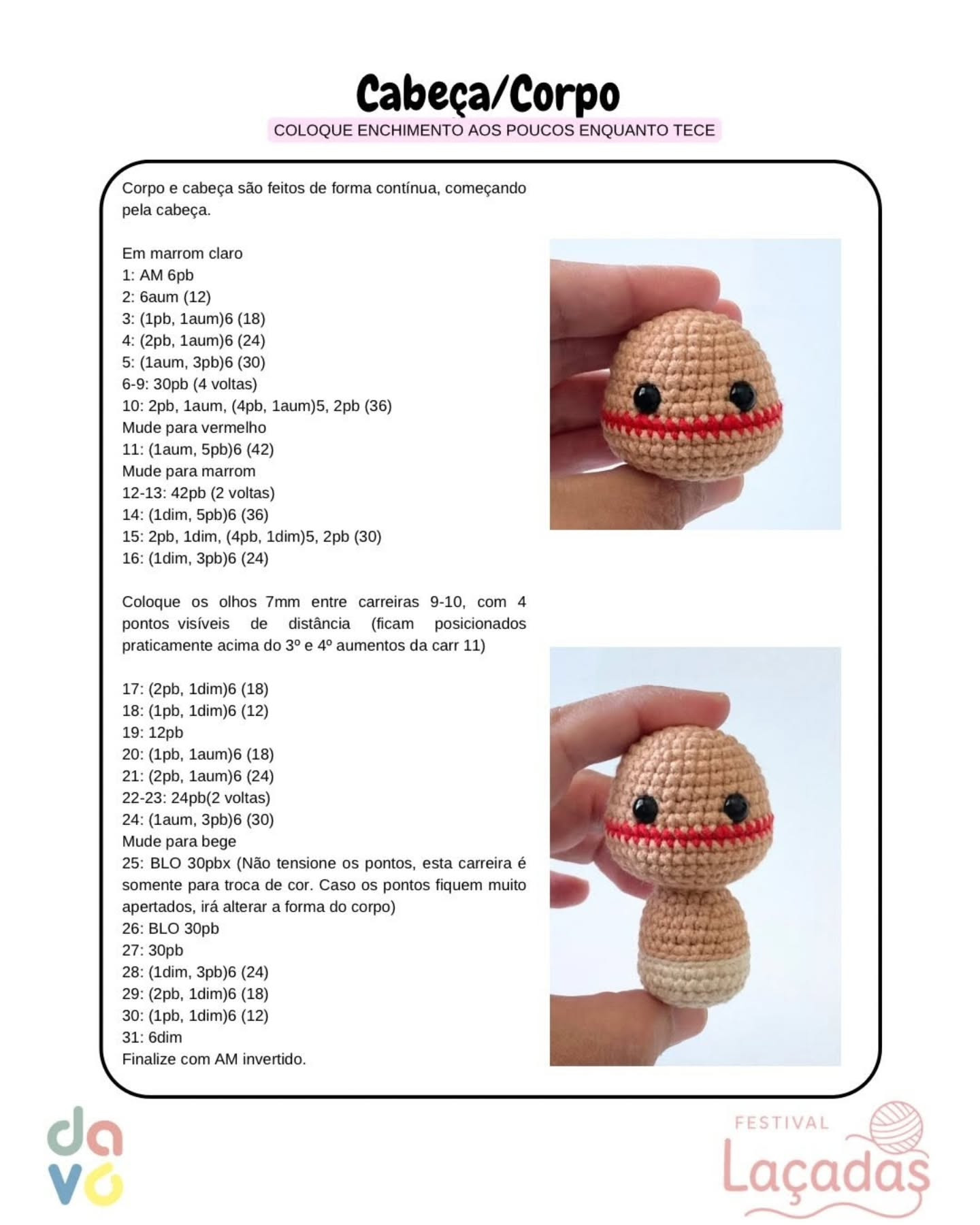 Receita Gratuita Amigurumi Aruan - Boneco Inspirado na Natureza com Tatuagem Facial