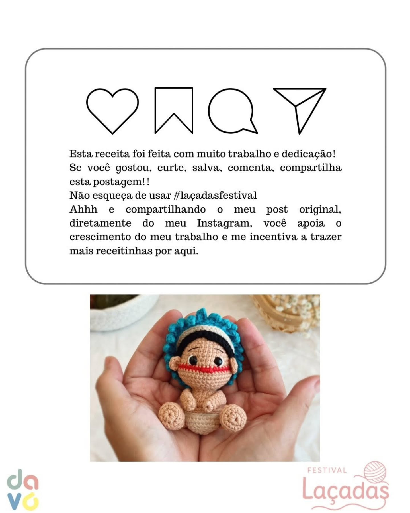 Receita Gratuita Amigurumi Aruan - Boneco Inspirado na Natureza com Tatuagem Facial