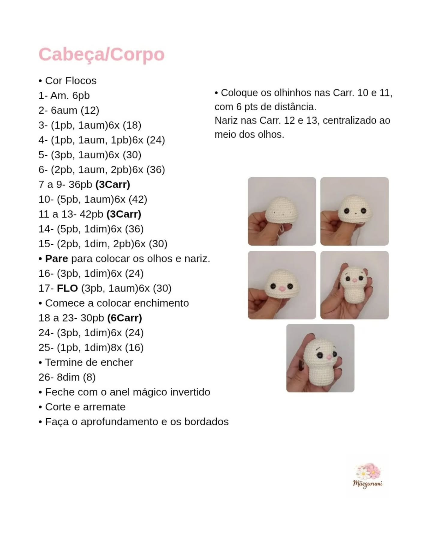 Receita Gratuita Amigurumi Bebezinha Lola: Coelho Branco Fofinho com Flor Rosa