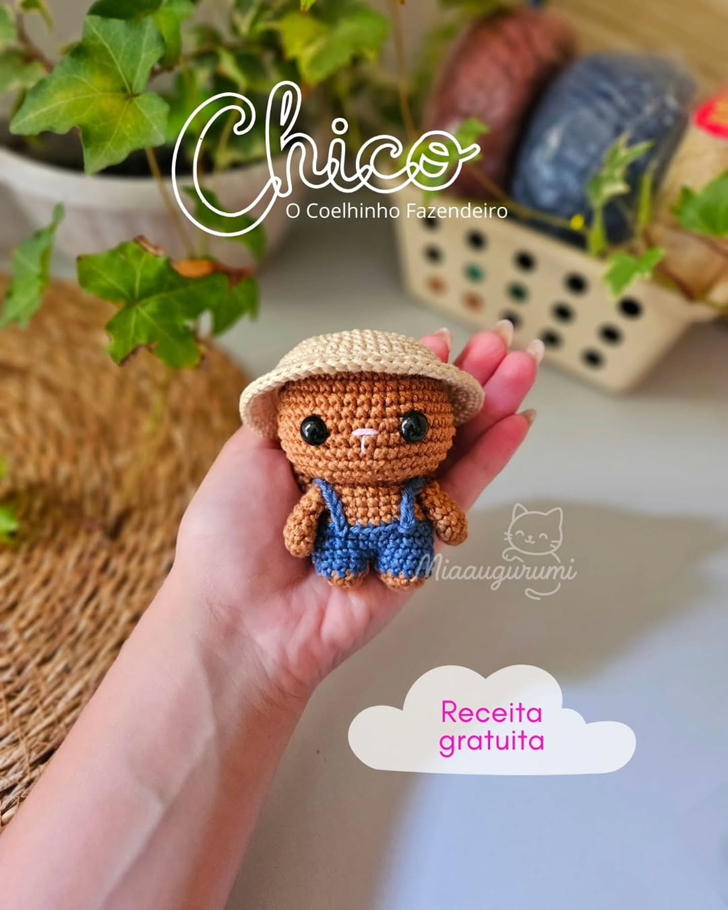 Receita Gratuita Amigurumi: Chico O Coelhinho Fazendeiro - Tutorial Passo a Passo