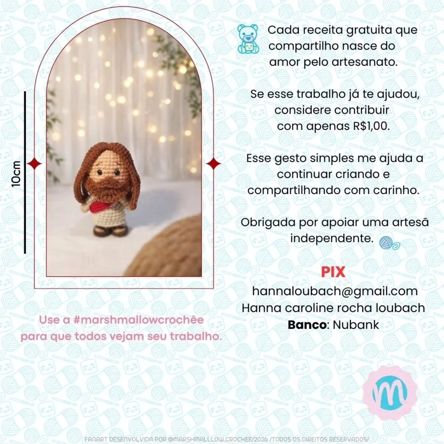 Receita Gratuita Amigurumi Jesus de Páscoa por Marshmallow Crochê