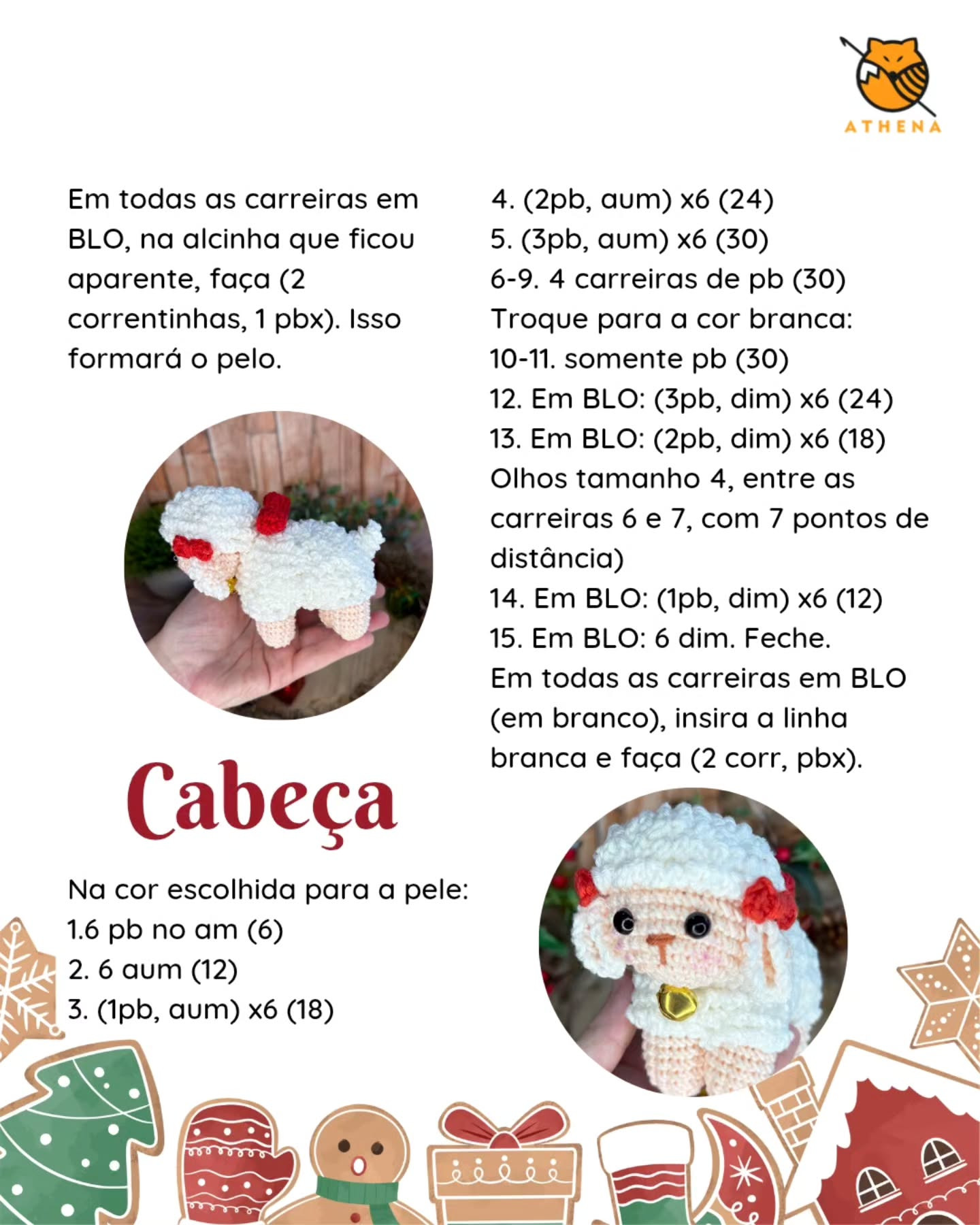 Receita Gratuita Amigurumi Ovelhinha Natal: Padrão Móc Len Cho Cừu Bé Dáng Ngọt Ngào