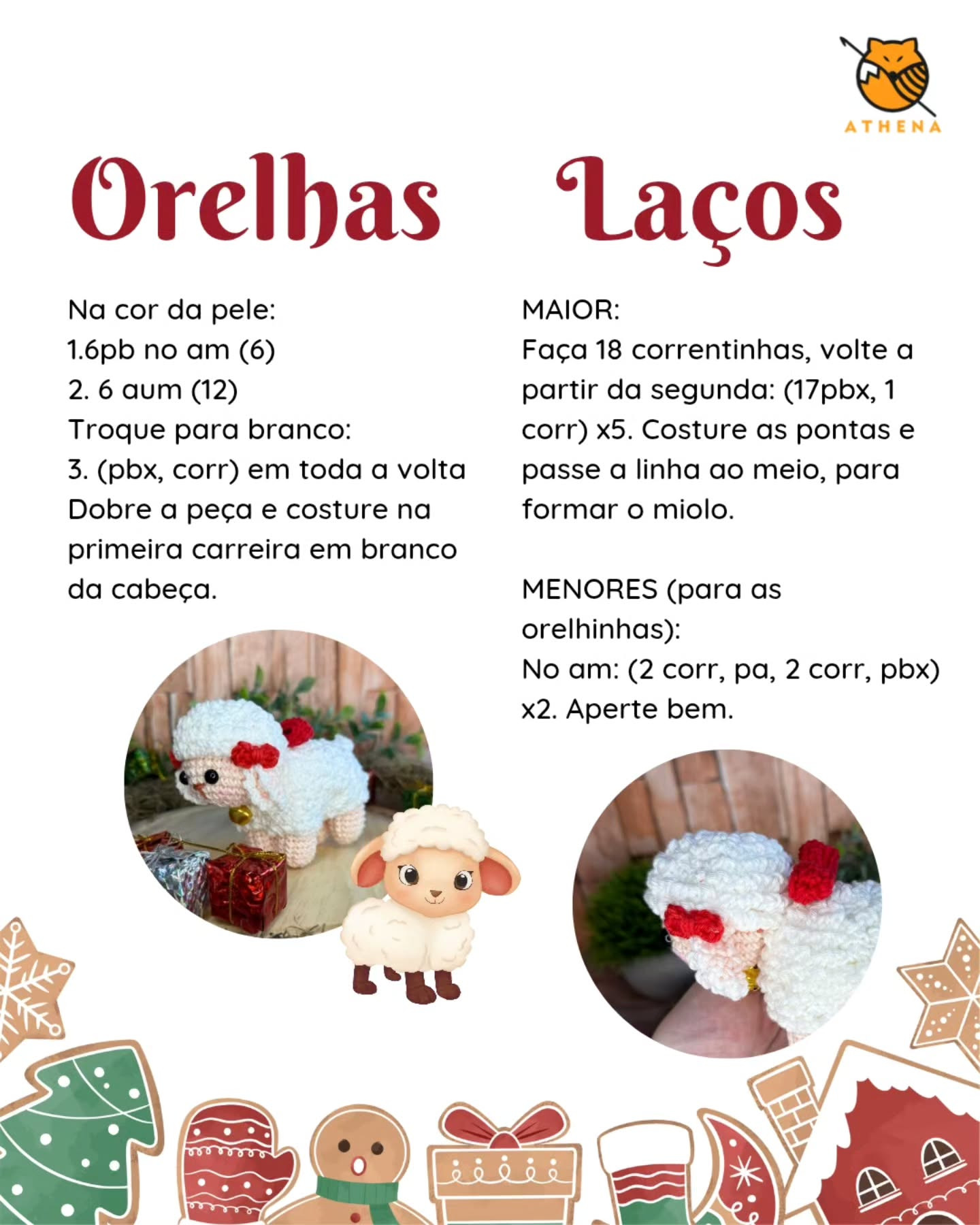 Receita Gratuita Amigurumi Ovelhinha Natal: Padrão Móc Len Cho Cừu Bé Dáng Ngọt Ngào