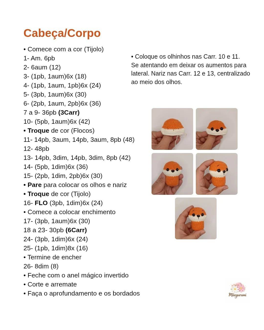 Receita Gratuita Amigurumi Raposa Bebezinha Lili