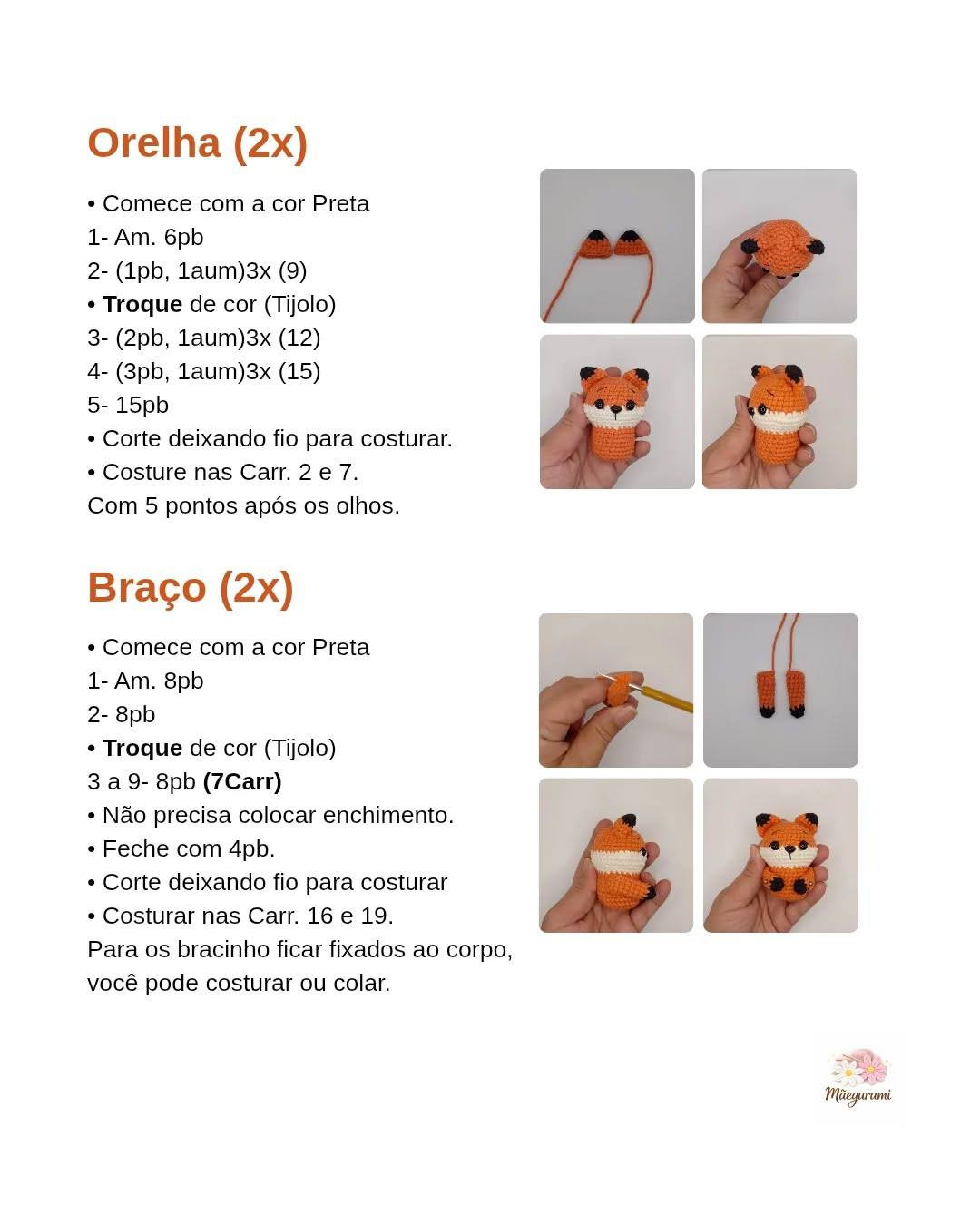Receita Gratuita Amigurumi Raposa Bebezinha Lili