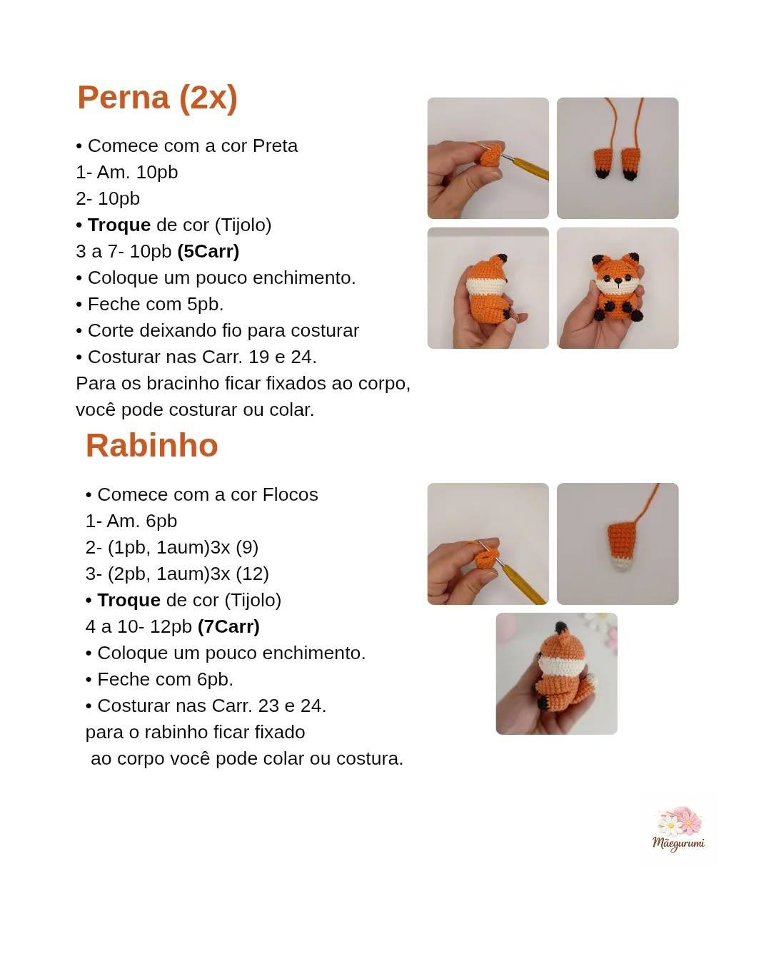 Receita Gratuita Amigurumi Raposa Bebezinha Lili