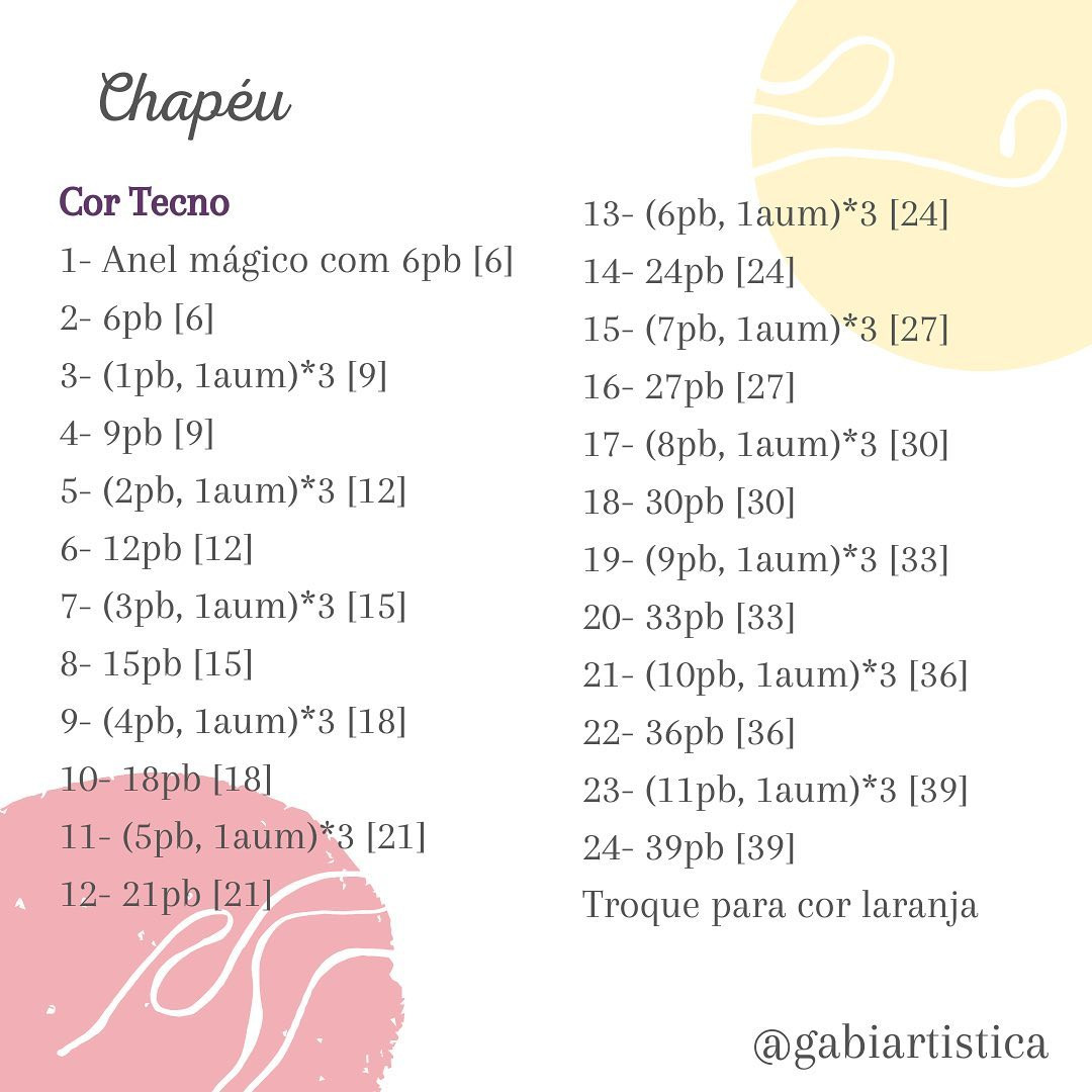 Receita Gratuita Chapéu de Bruxa Mágico Roxo e Laranja para Pets com Chart Completo