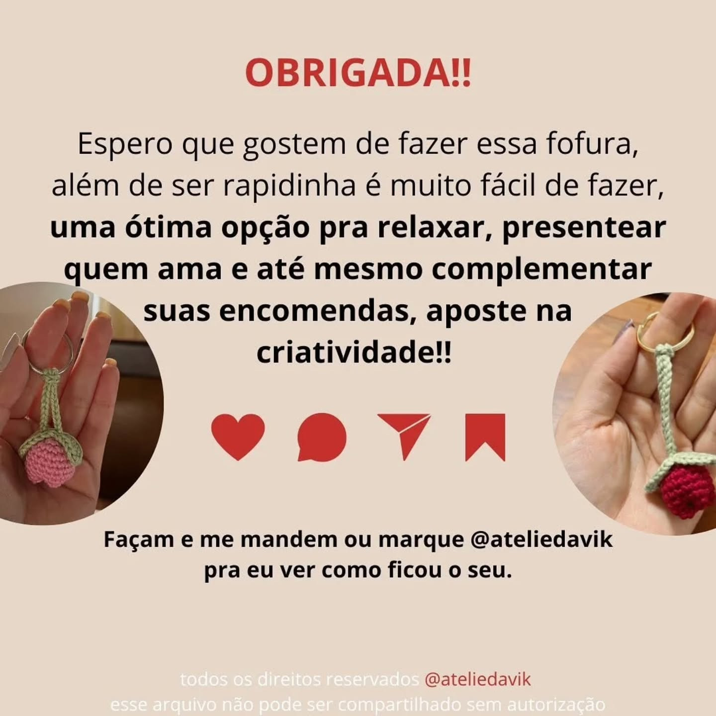Receita Gratuita Chaveiro Tulipa Móc Len - Especial Dia das Mães
