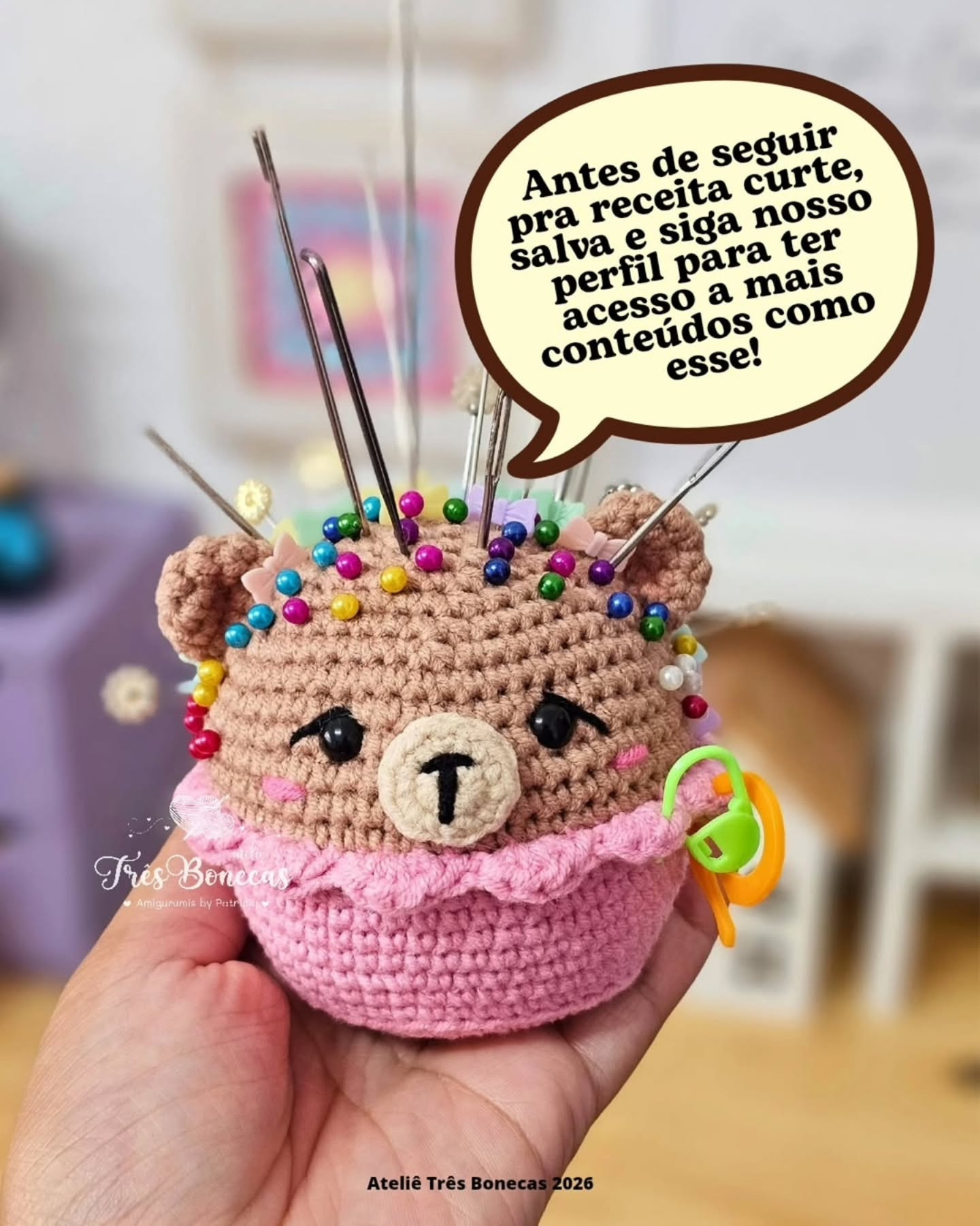 Receita Gratuita de Alfineteiro Gatinho Bearcake Móc Len