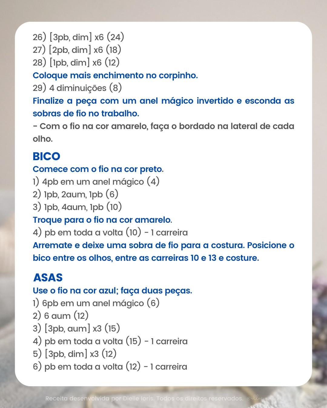 Receita Gratuita de Amigurumi: Araí, a Arara-Azul