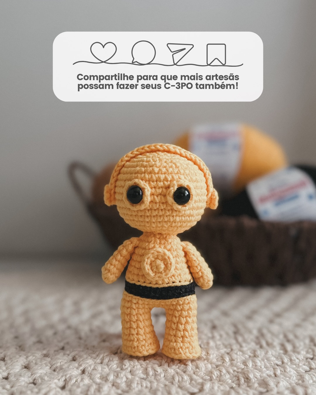Receita Gratuita de Amigurumi C-3PO Star Wars - Móc Len Nhân Vật Robot Vàng