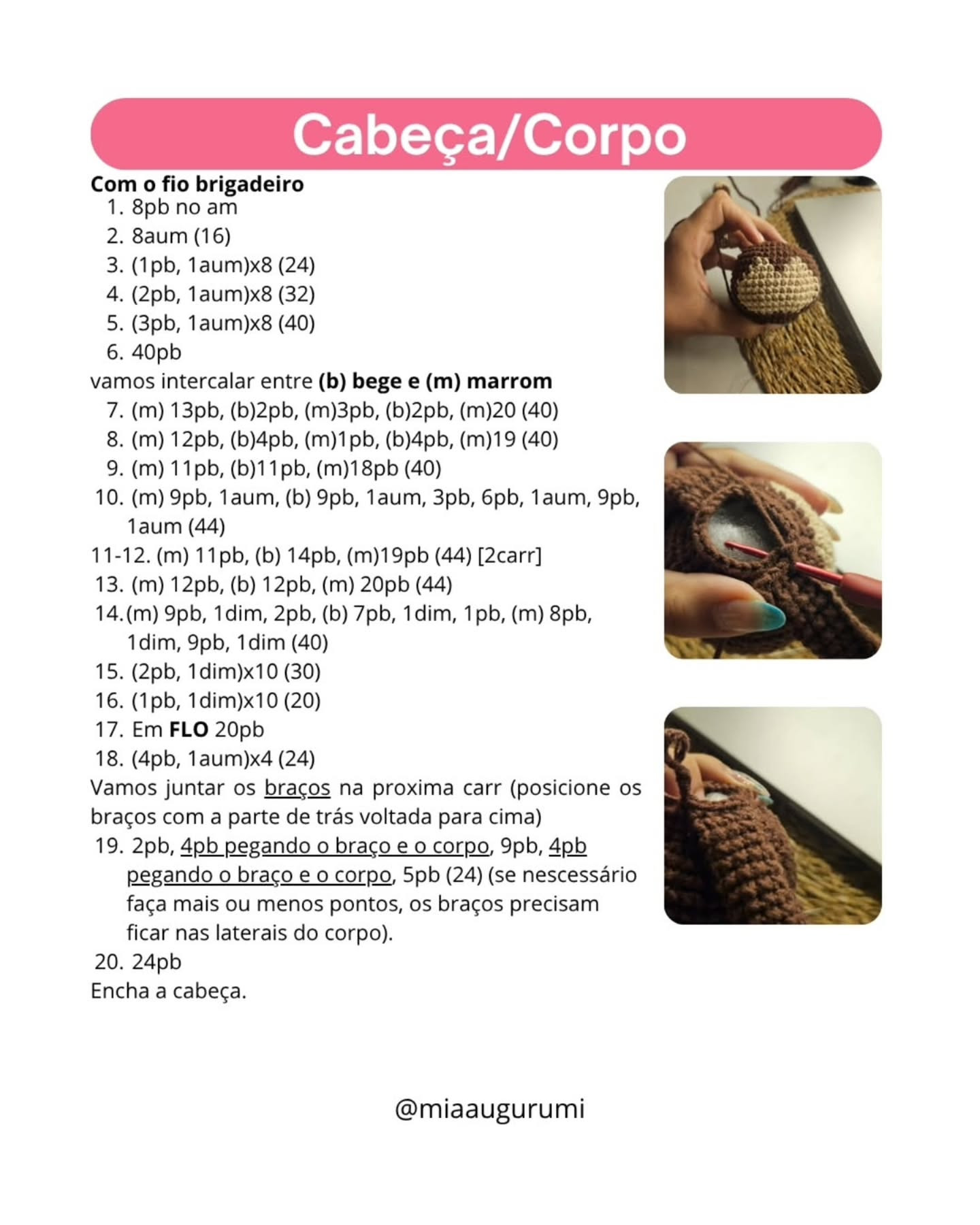 Receita gratuita de amigurumi: Caco o macaquinho (macaco) em tons de marrom e bege
