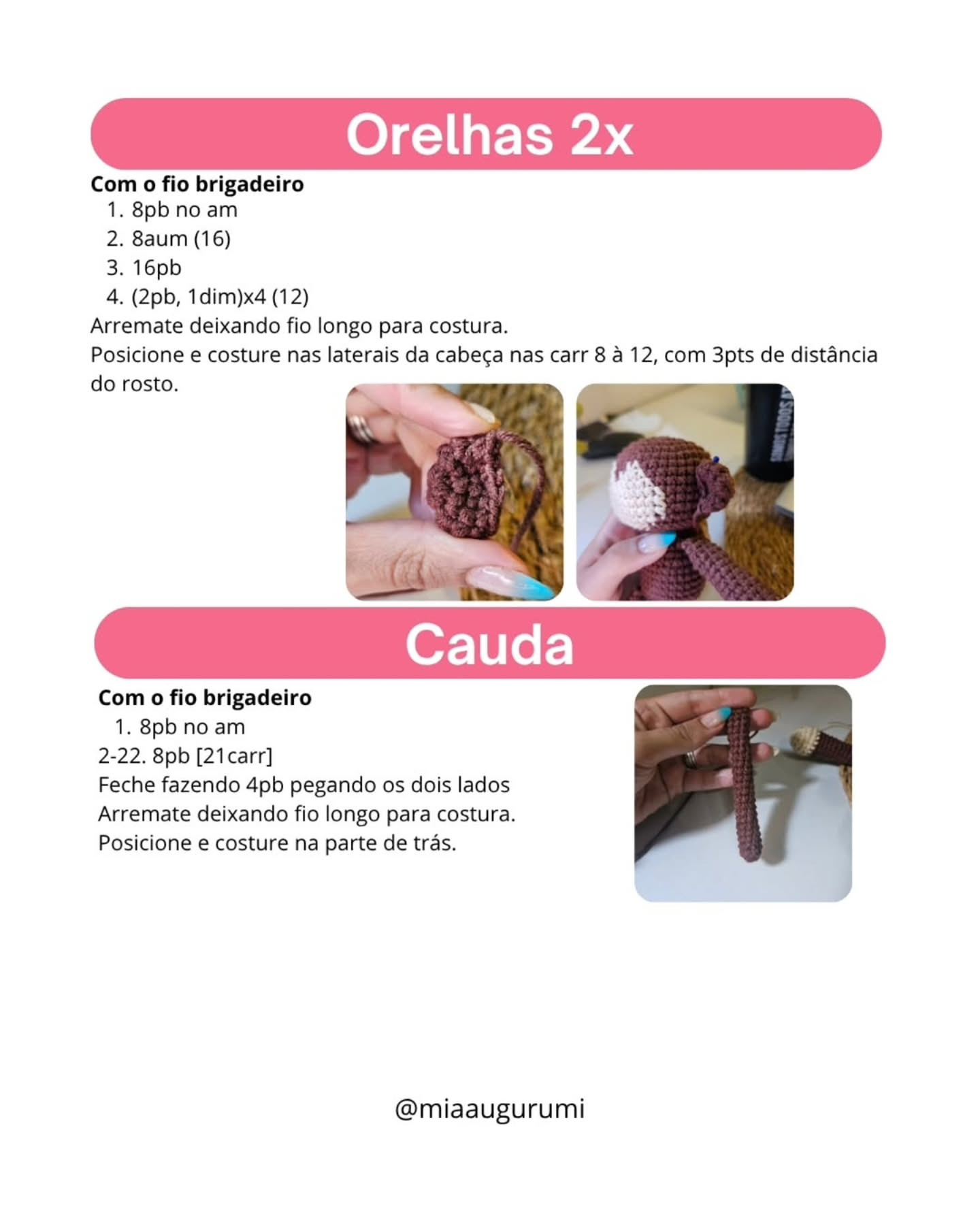Receita gratuita de amigurumi: Caco o macaquinho (macaco) em tons de marrom e bege