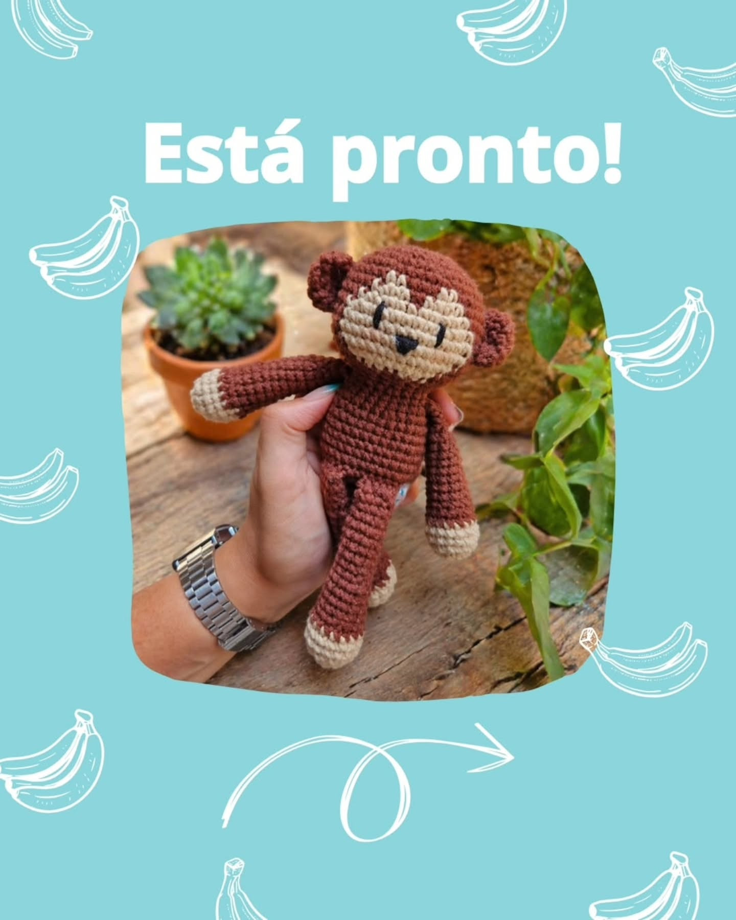 Receita gratuita de amigurumi: Caco o macaquinho (macaco) em tons de marrom e bege