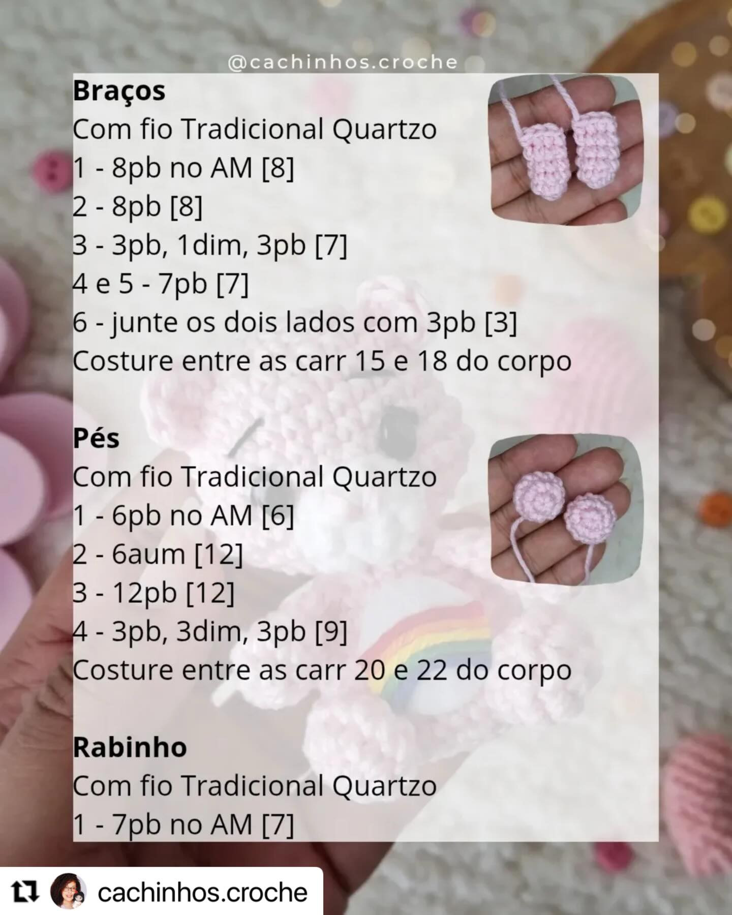 Receita gratuita de amigurumi gatinha rosa com arco-íris - Animadinha por Jéssica Sousa