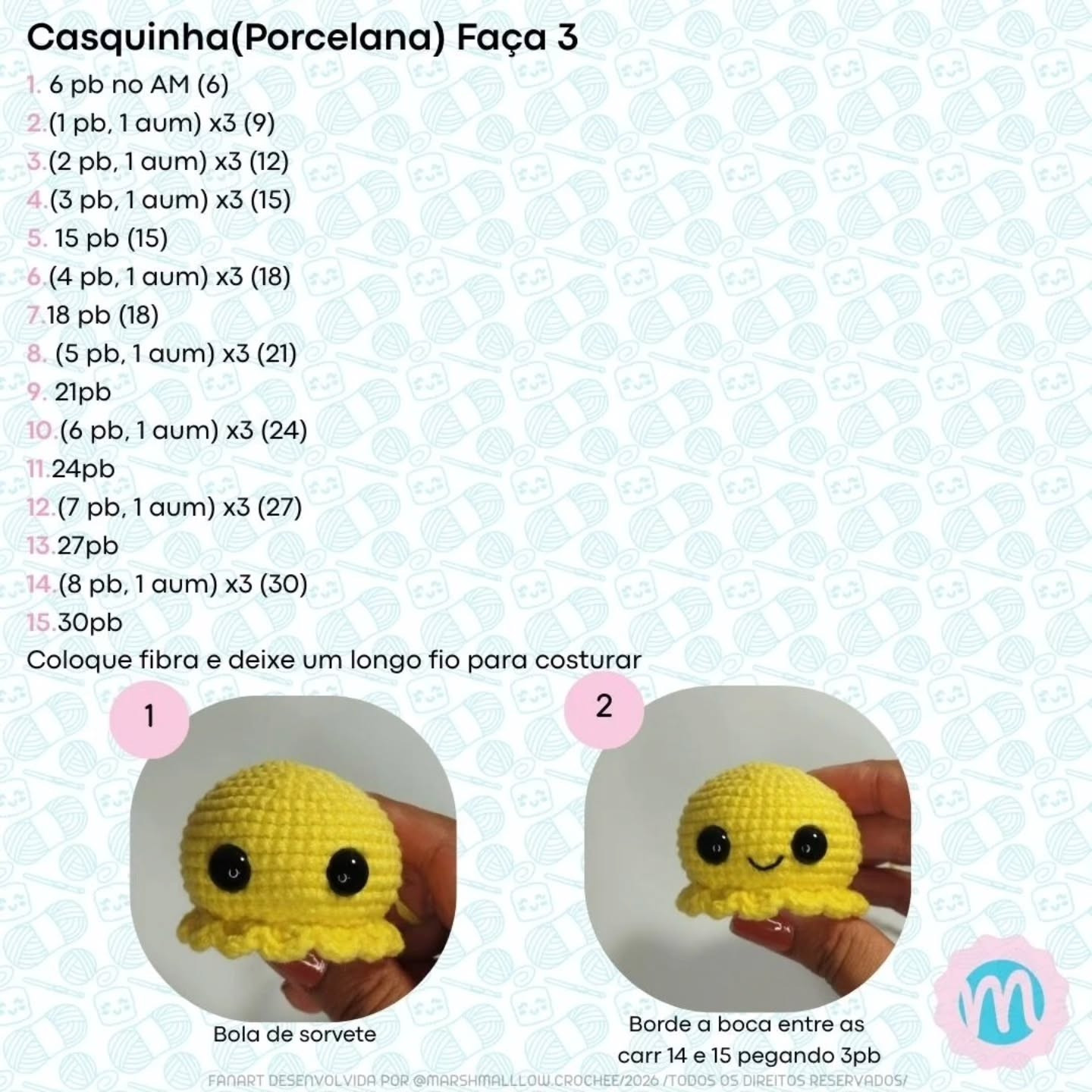 Receita Gratuita de Amigurumi Sorvetinho Algodão Doce - Móc Len Dáng Kem Quen Chi