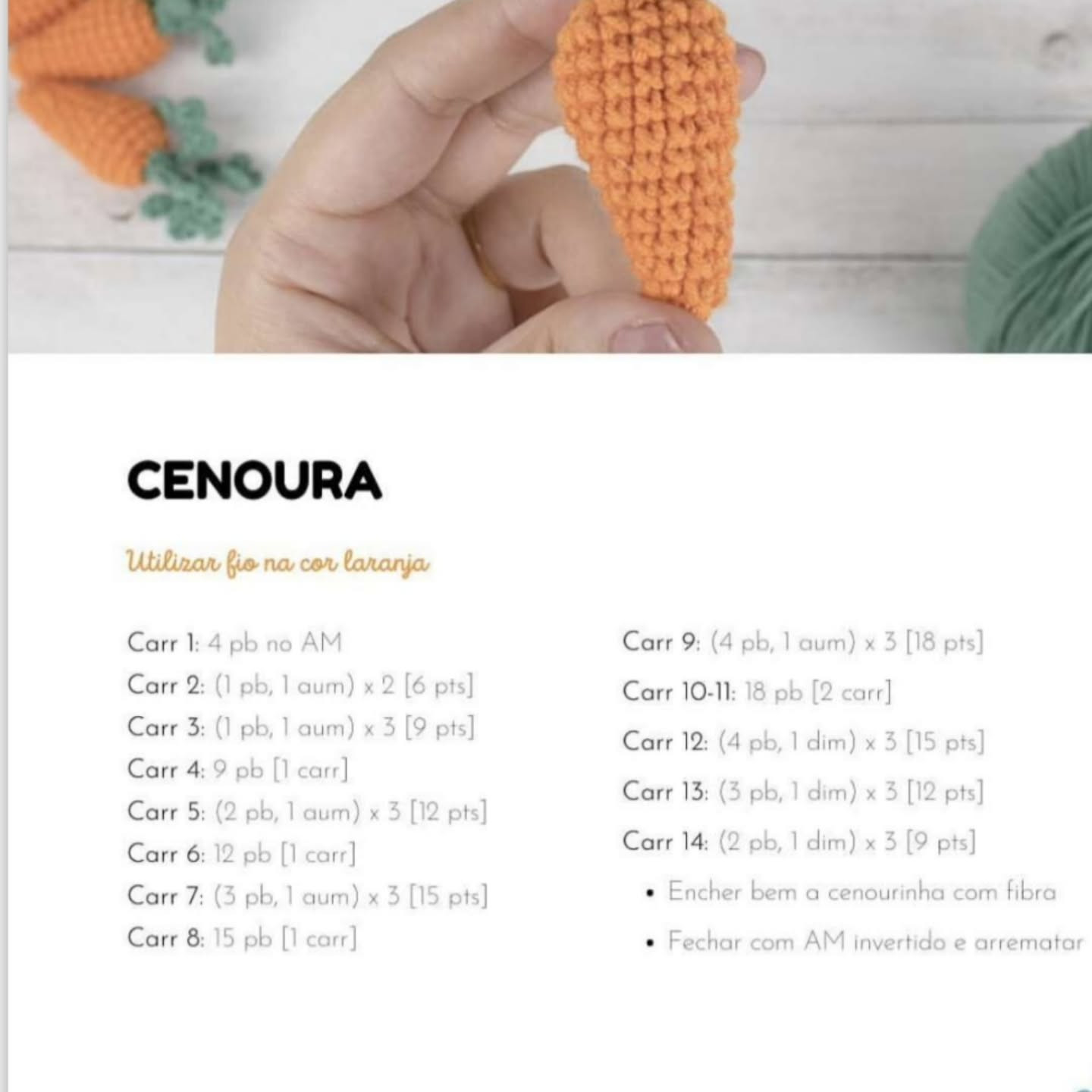 Receita Gratuita de Cenourinhas Móc Len (Amigurumi) - Passo a Passo com Fio Balloon Amigo