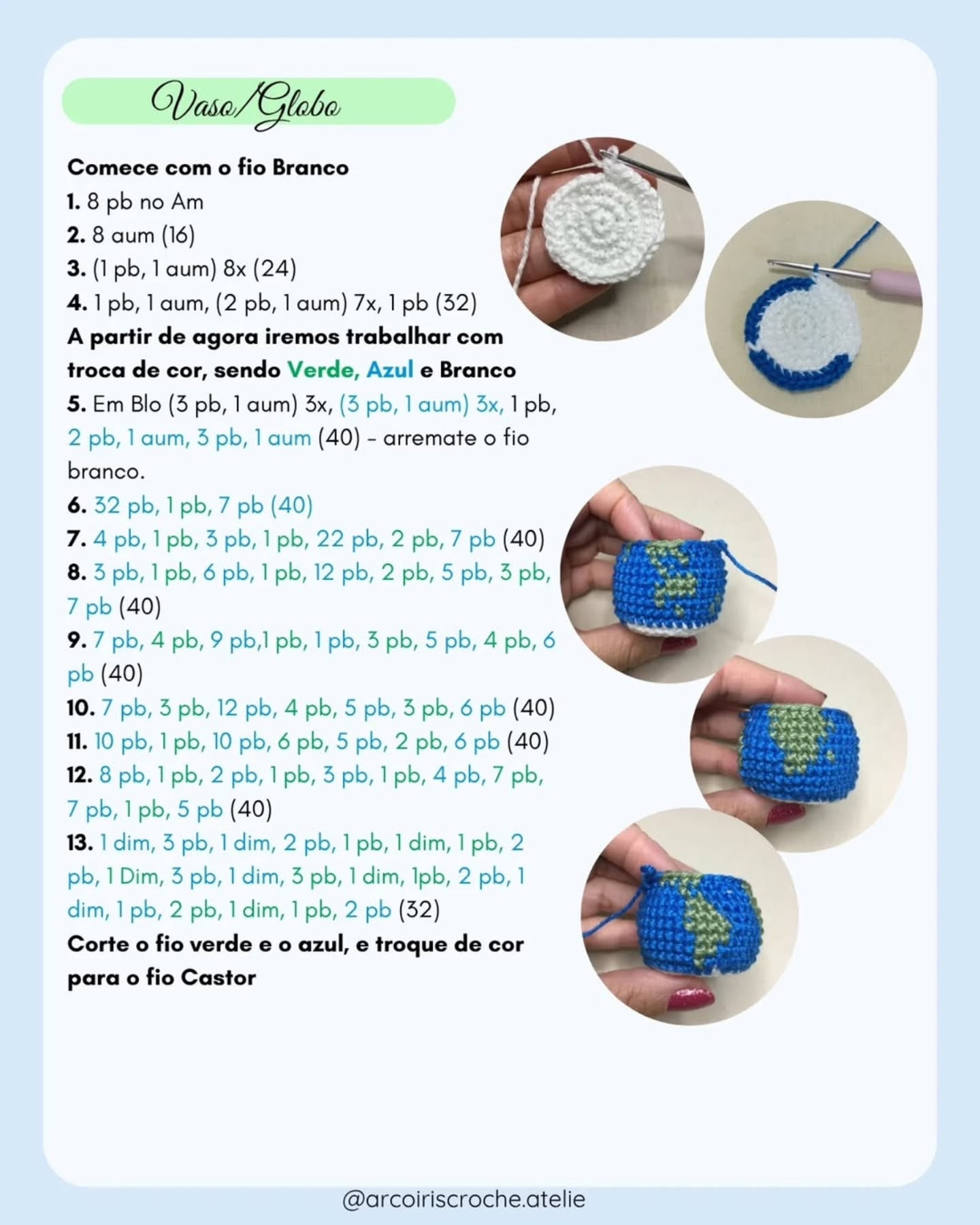 Receita Gratuita Natú: Amigurumi Vasinho Terrestre com Plantinha e Olhos Doces