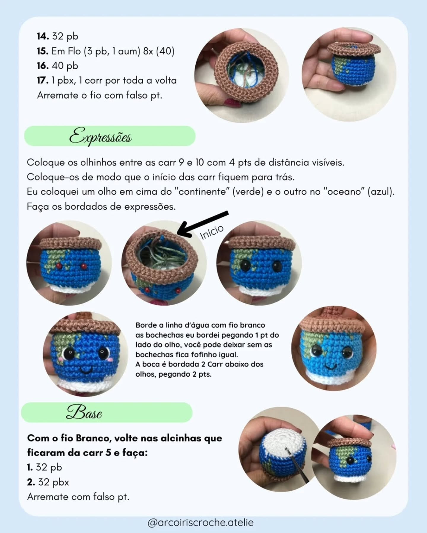 Receita Gratuita Natú: Amigurumi Vasinho Terrestre com Plantinha e Olhos Doces