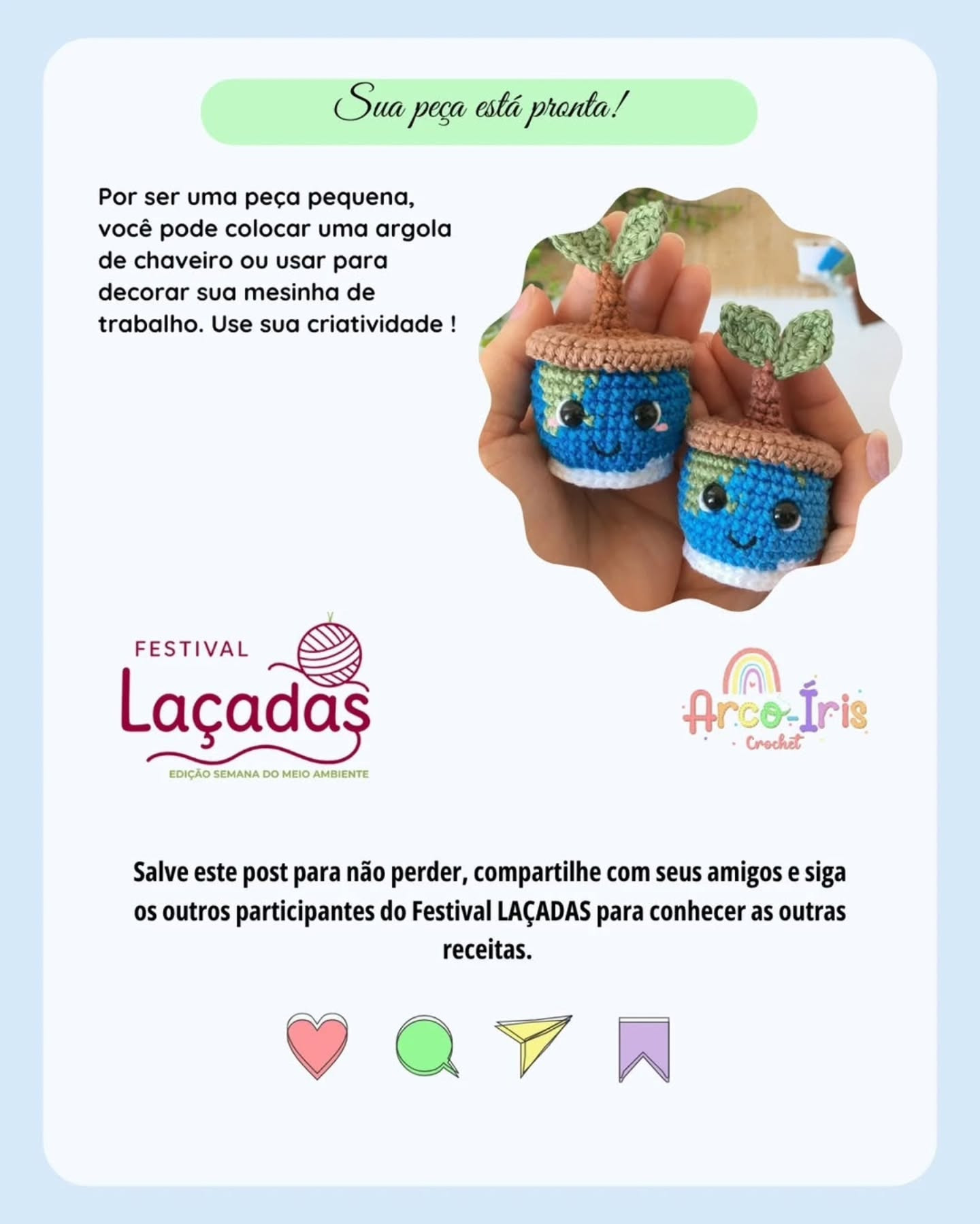 Receita Gratuita Natú: Amigurumi Vasinho Terrestre com Plantinha e Olhos Doces