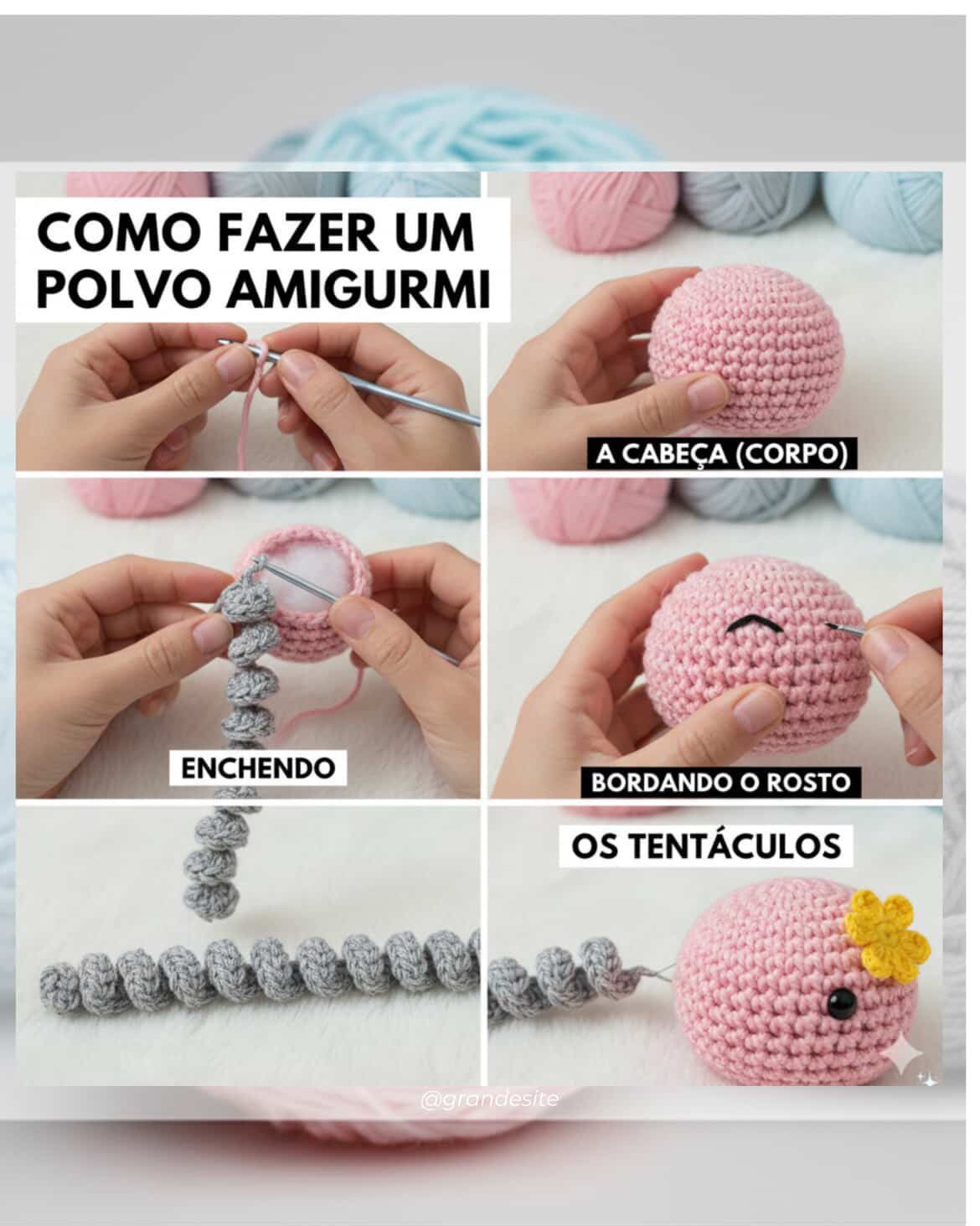 Receita Gratuita: Polvo Bebê Amigurumi - Tutorial Completo de Móc Len