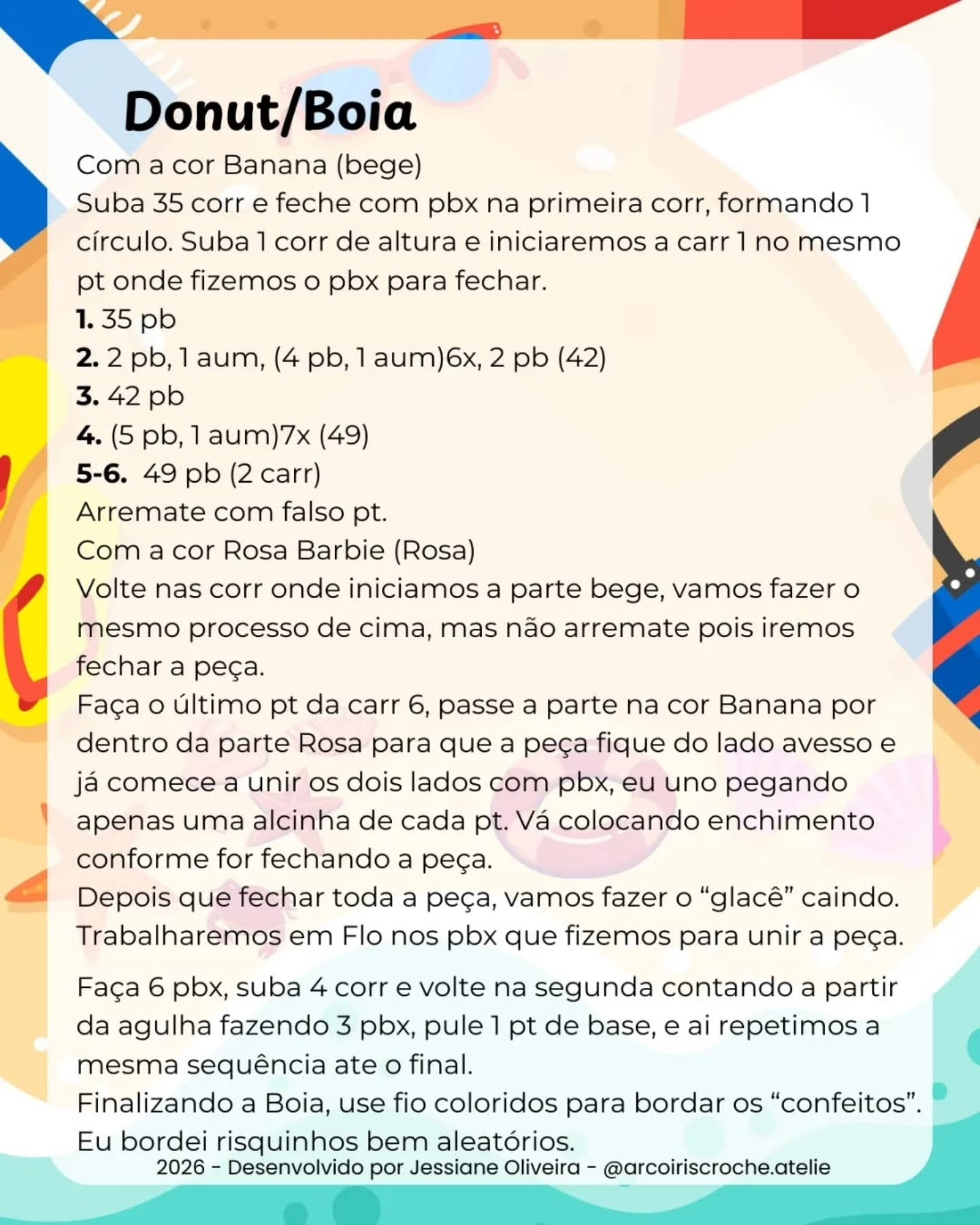 Receita Gratuita Sunny: O Patinho de Verão Amigurumi com Óculos e Boia