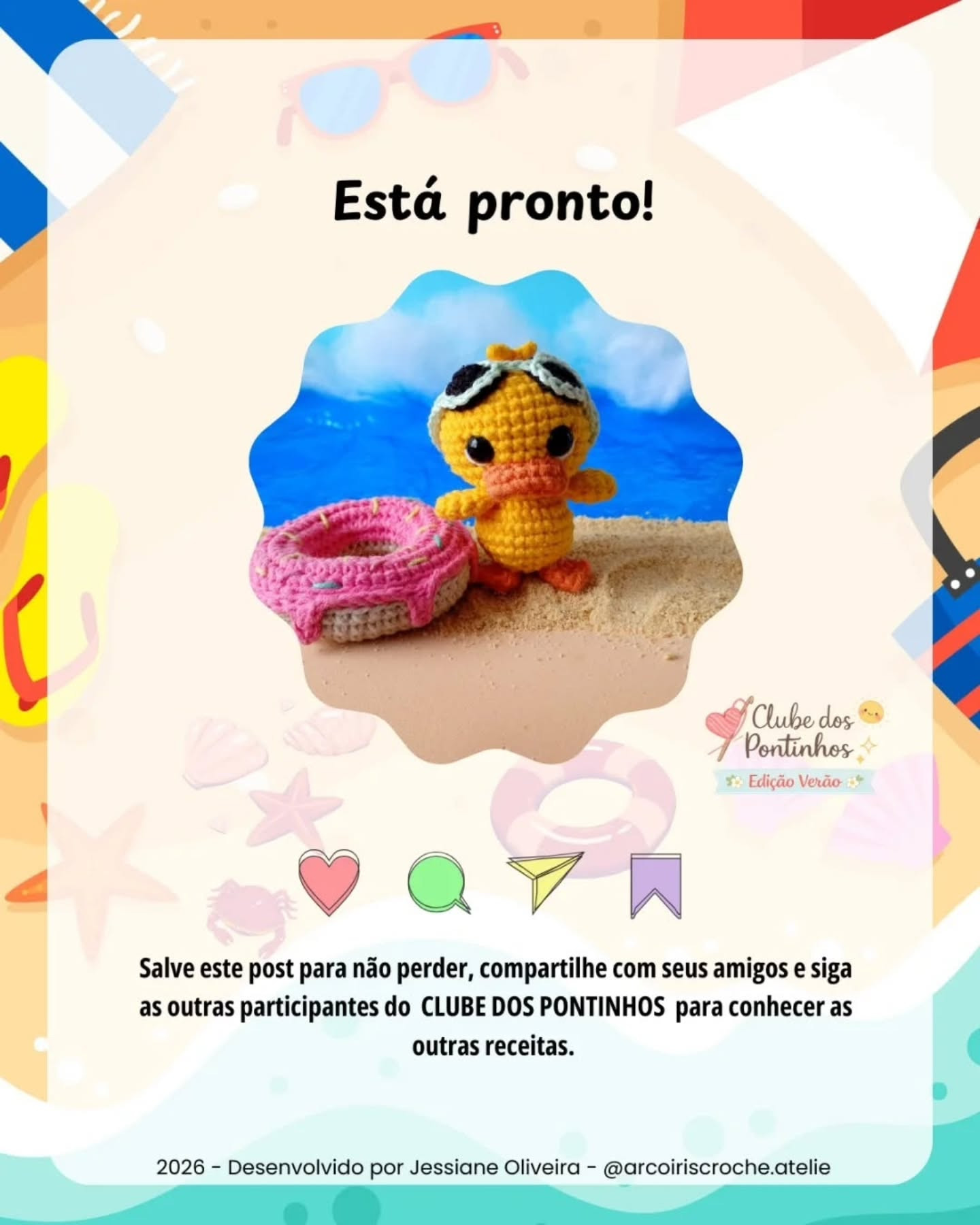 Receita Gratuita Sunny: O Patinho de Verão Amigurumi com Óculos e Boia
