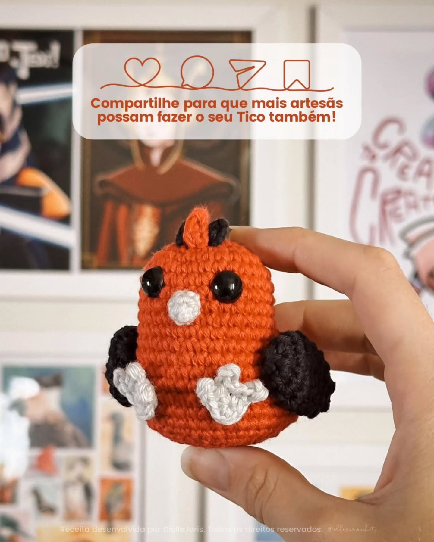 Receita Gratuita Tico, o Tico-Tico-Rei Amigurumi - Desafio de Janeiro