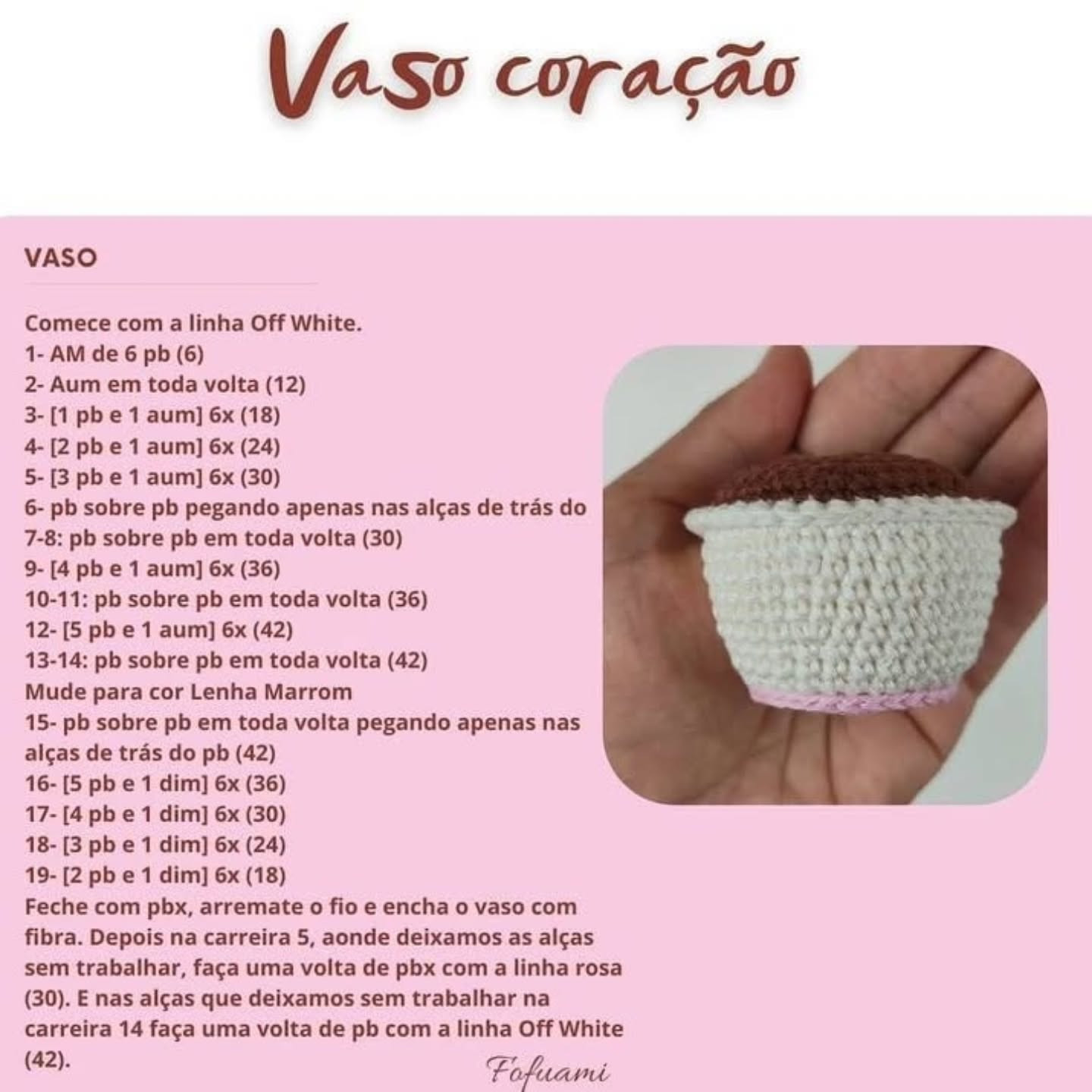 Receita Gratuita: Vaso Coração Amigurumi - Tutorial Passo a Passo Completo