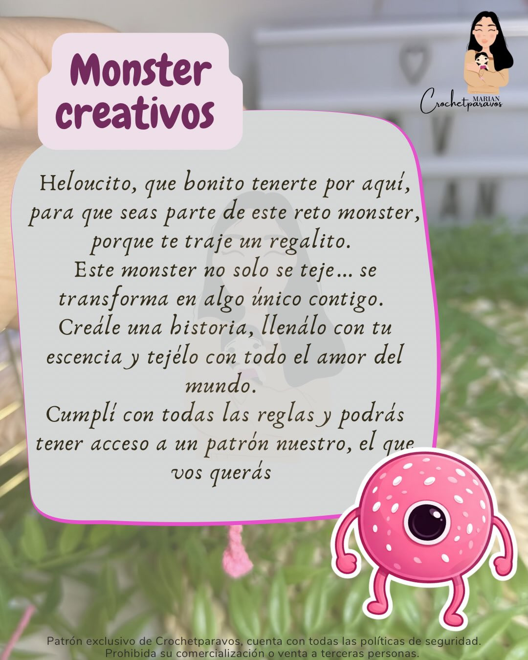 Reto Monster: Patrón Gratuito para Amigurumi Rosa con Ojo Grande
