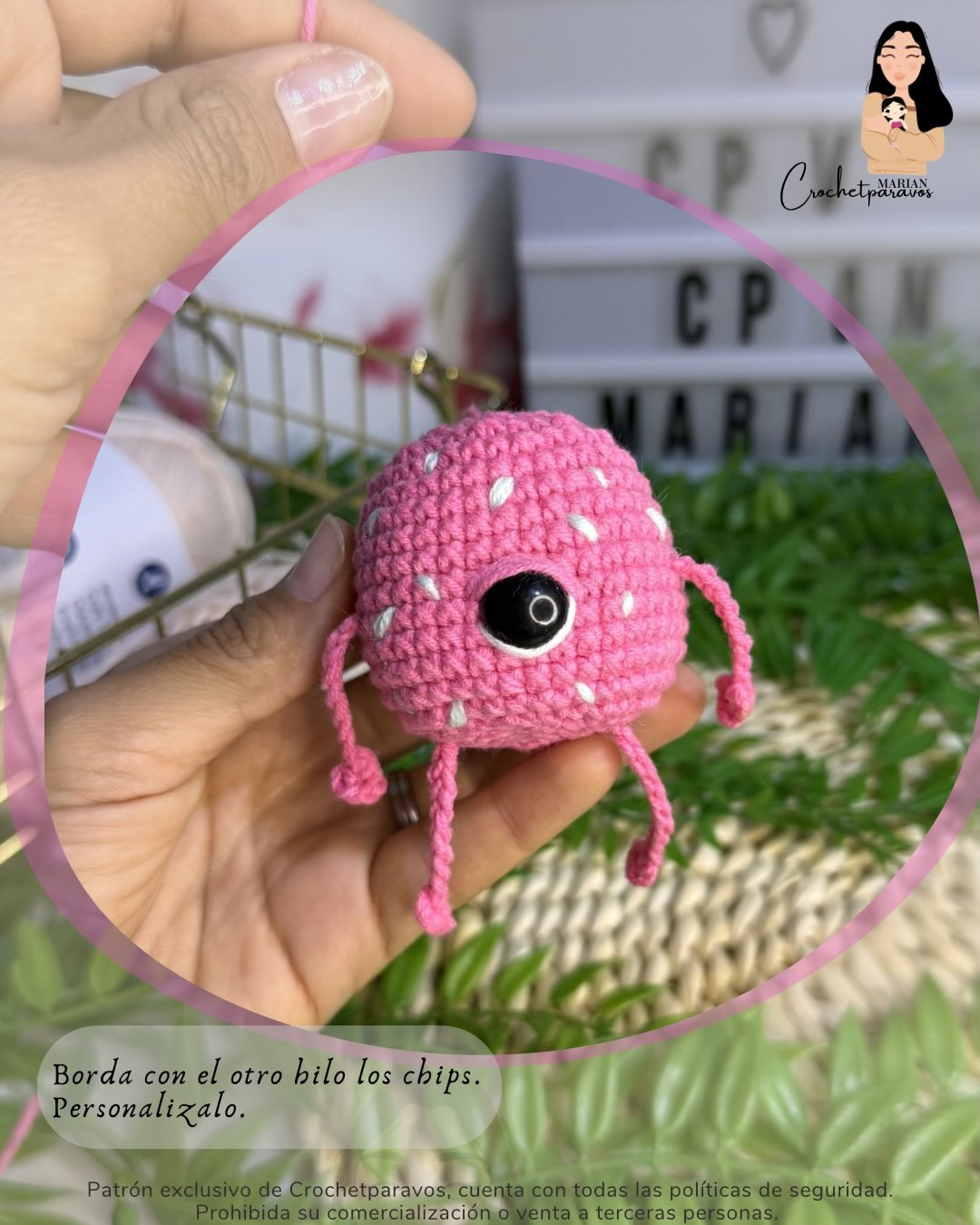 Reto Monster: Patrón Gratuito para Amigurumi Rosa con Ojo Grande