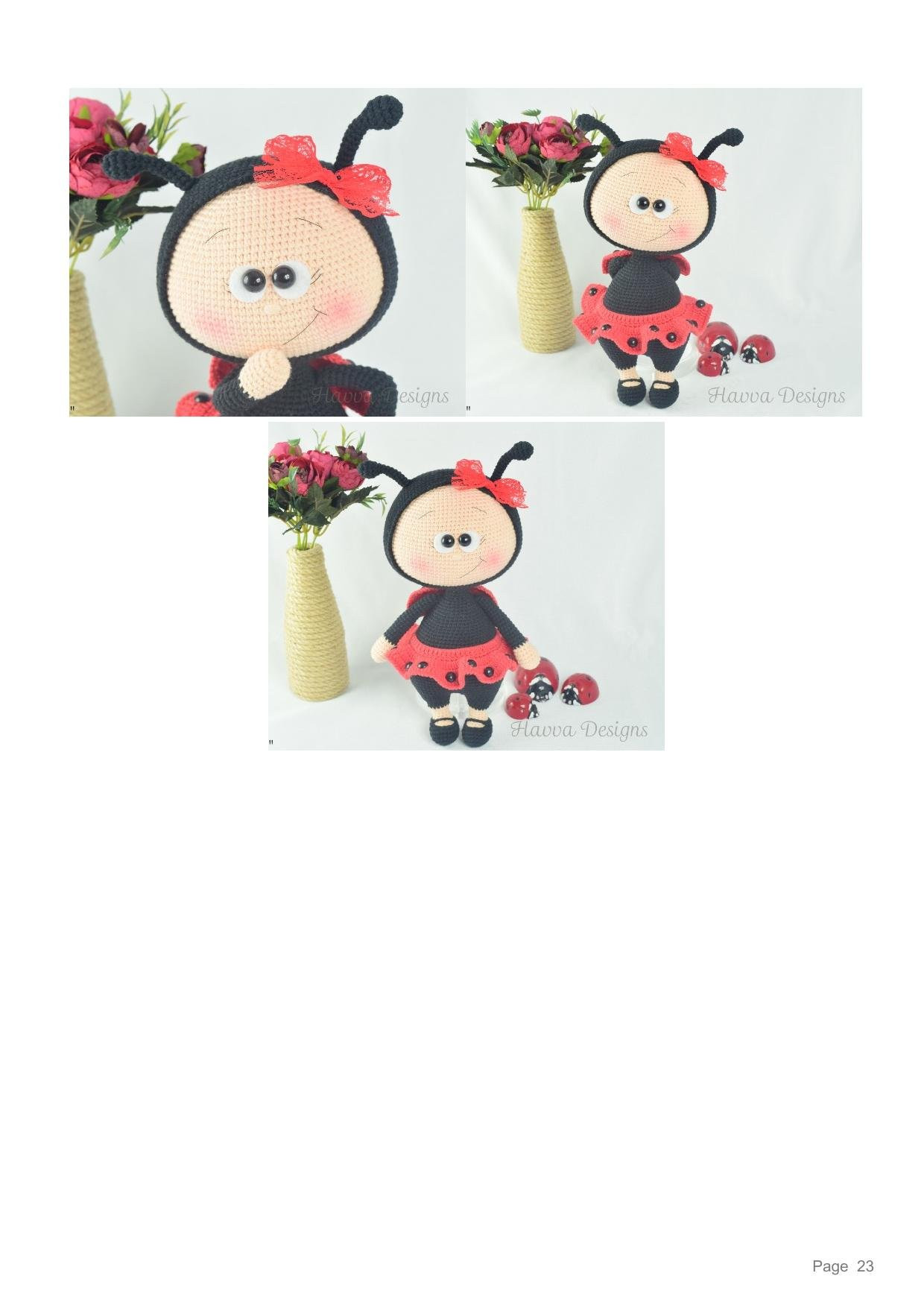 Руководство по вязанию крючком бонни в костюме божьей коровки от havva designs