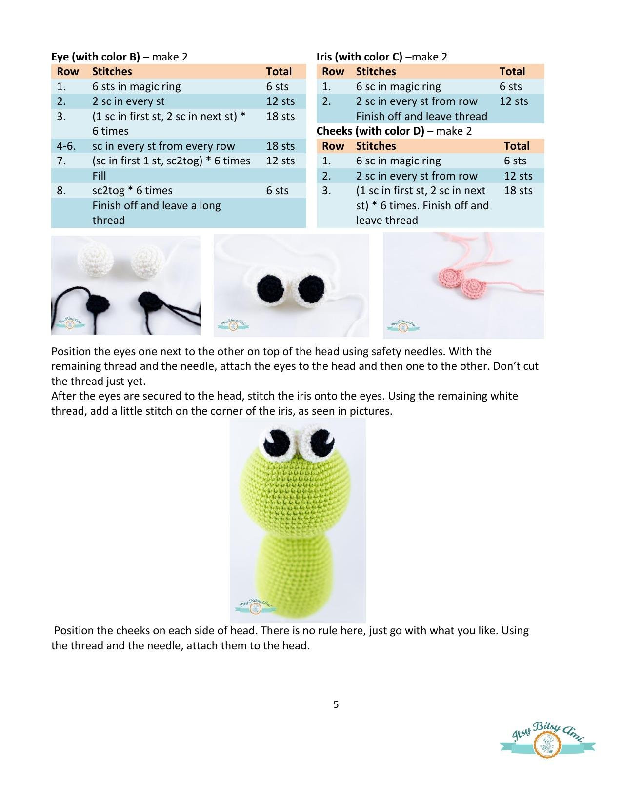Sara The Frog Amigurumi Pattern - Crochet Doll with Blue Polka Dot Skirt and Bow
