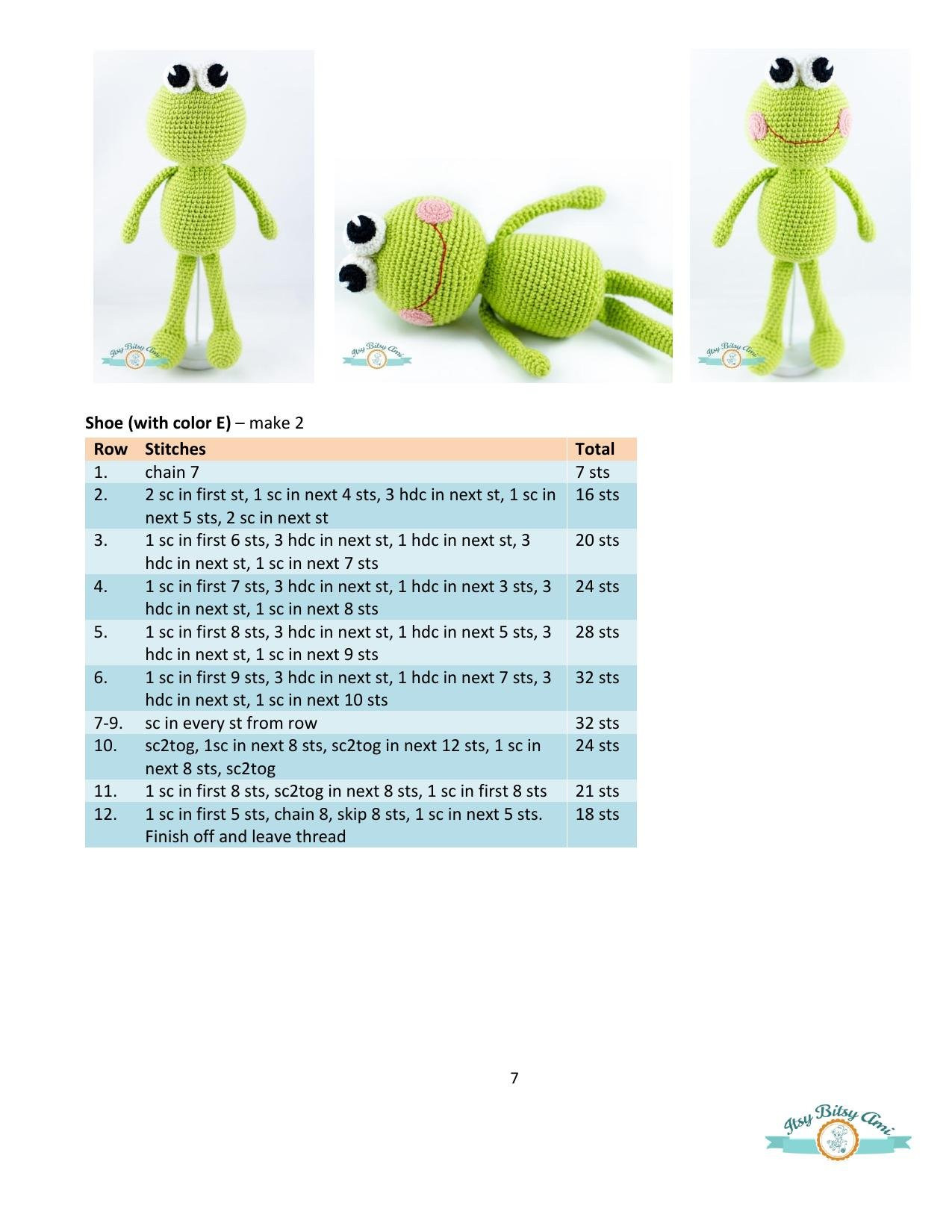 Sara The Frog Amigurumi Pattern - Crochet Doll with Blue Polka Dot Skirt and Bow