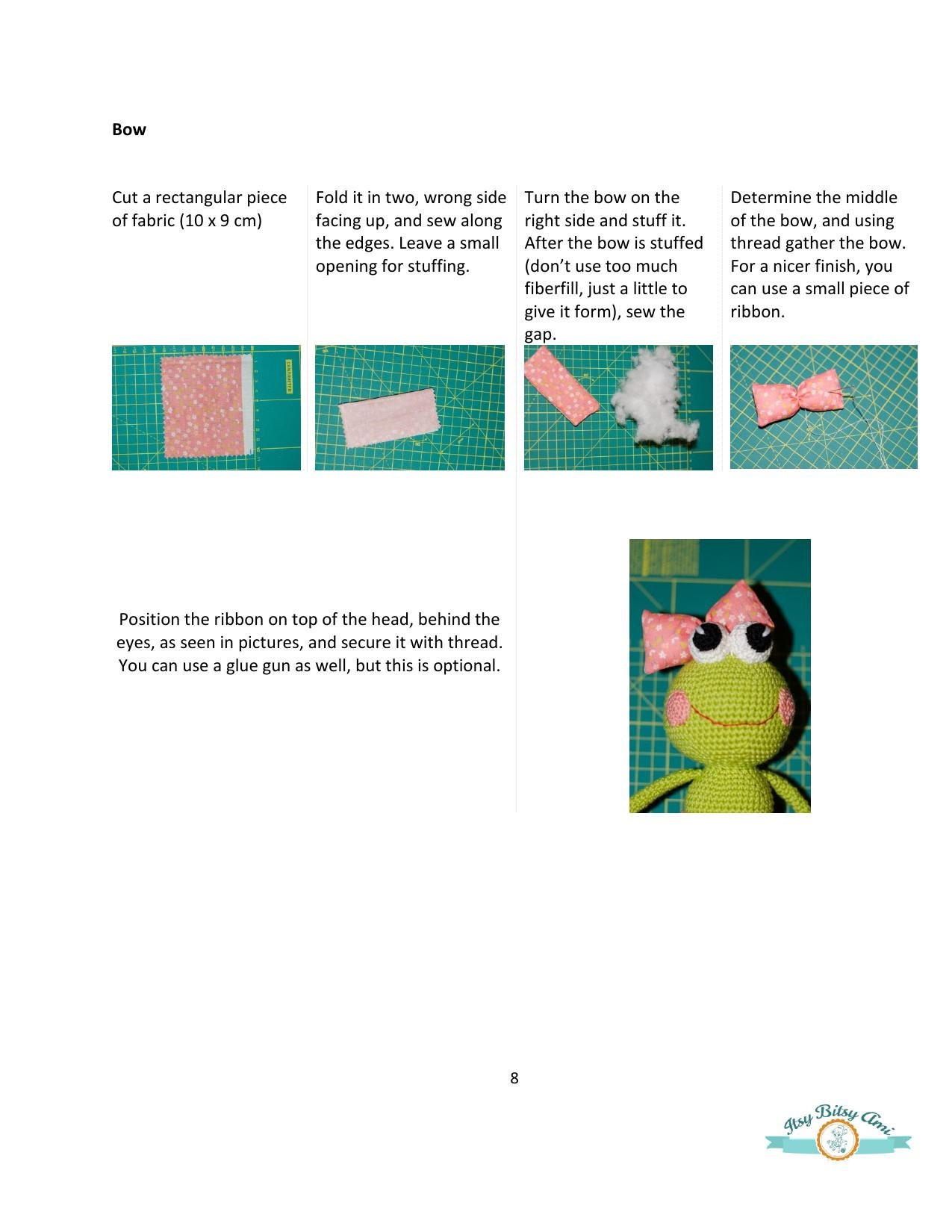 Sara The Frog Amigurumi Pattern - Crochet Doll with Blue Polka Dot Skirt and Bow