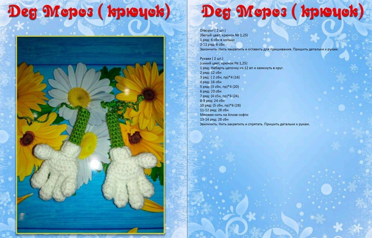 Schematic crochet pattern for amigurumi Ded Moroz (Grandfather Frost) doll