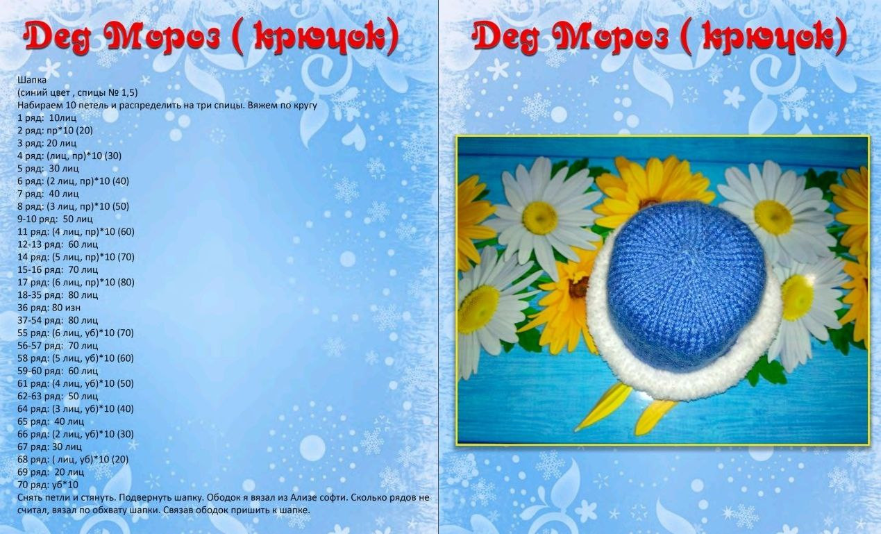 Schematic crochet pattern for amigurumi Ded Moroz (Grandfather Frost) doll